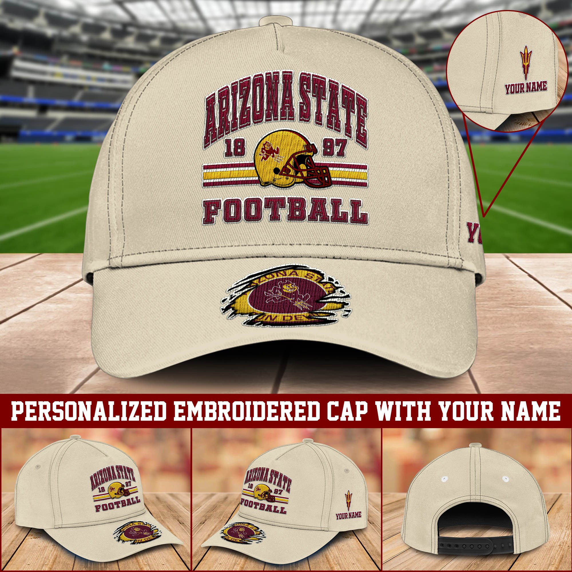 Arizona State Sun Devils Embroidered Cap 2024 Version Custom Your Name, Football Team Cap, Gifts For Football Lovers ETHY-60202