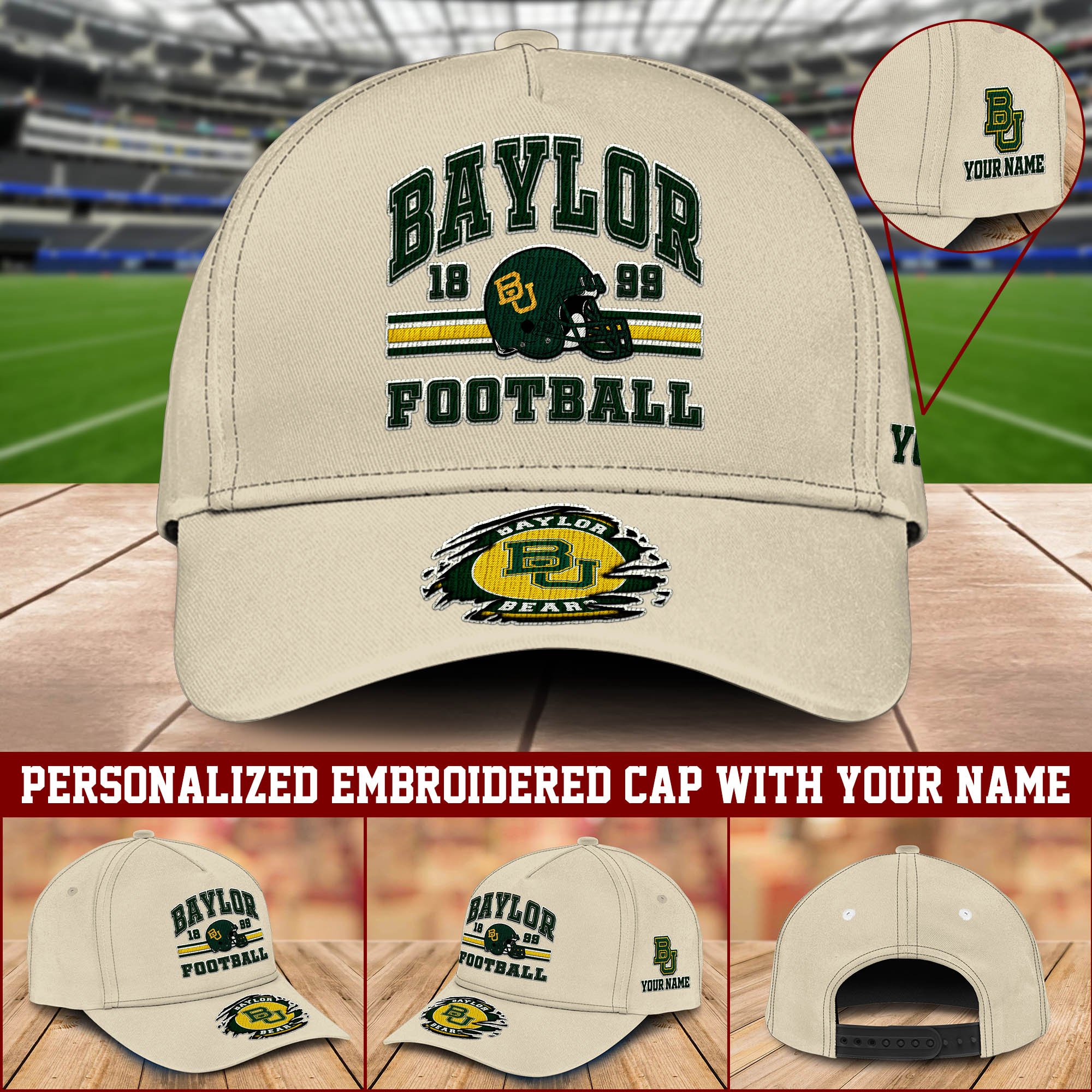 Baylor Bears Embroidered Cap 2024 Version Custom Your Name, Football Team Cap, Gifts For Football Lovers ETHY-60202