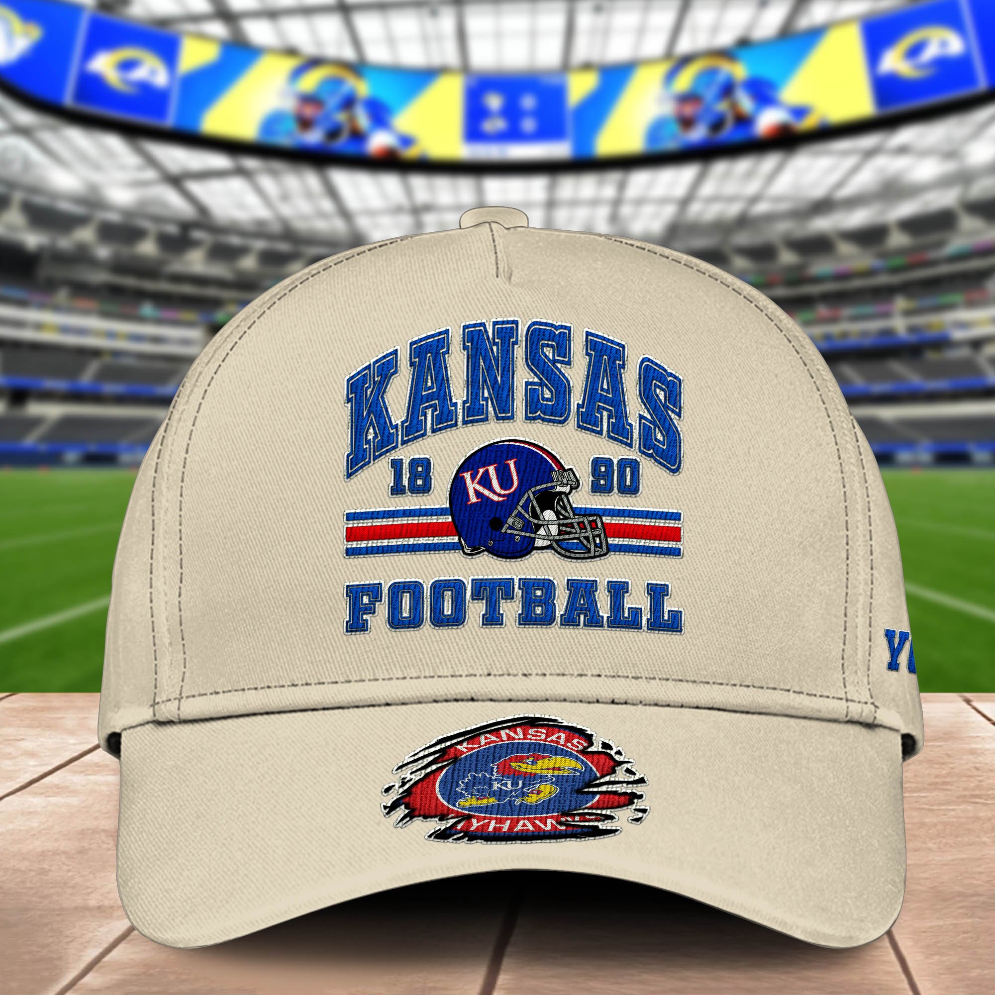 Alternative view of Kansas Jayhawks Embroidered Cap 2024 Version Custom Your Name, Football Team Cap, Gifts For Football Lovers ETHY-60202