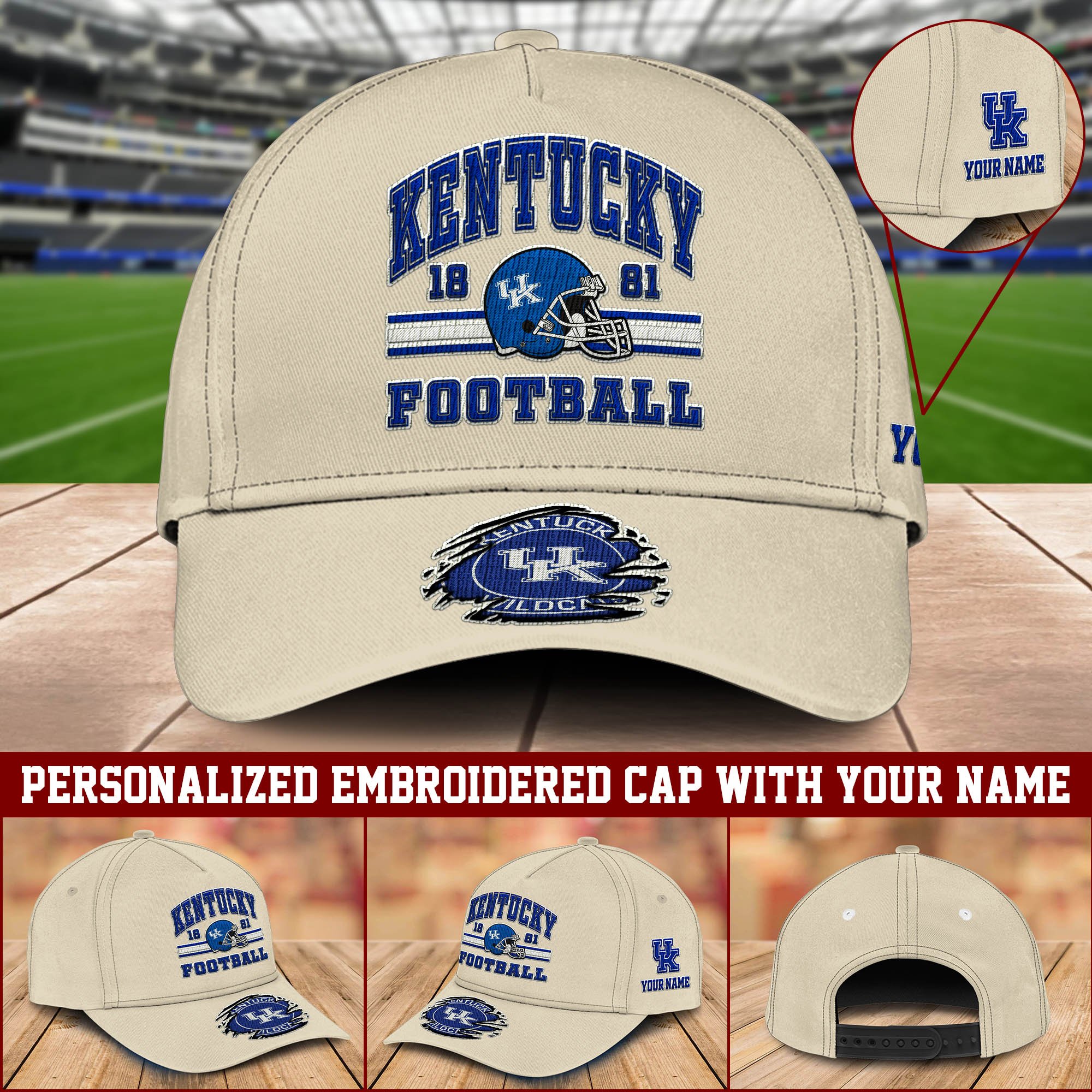 Kentucky Wildcats Embroidered Cap 2024 Version Custom Your Name, Football Team Cap, Gifts For Football Lovers ETHY-60202
