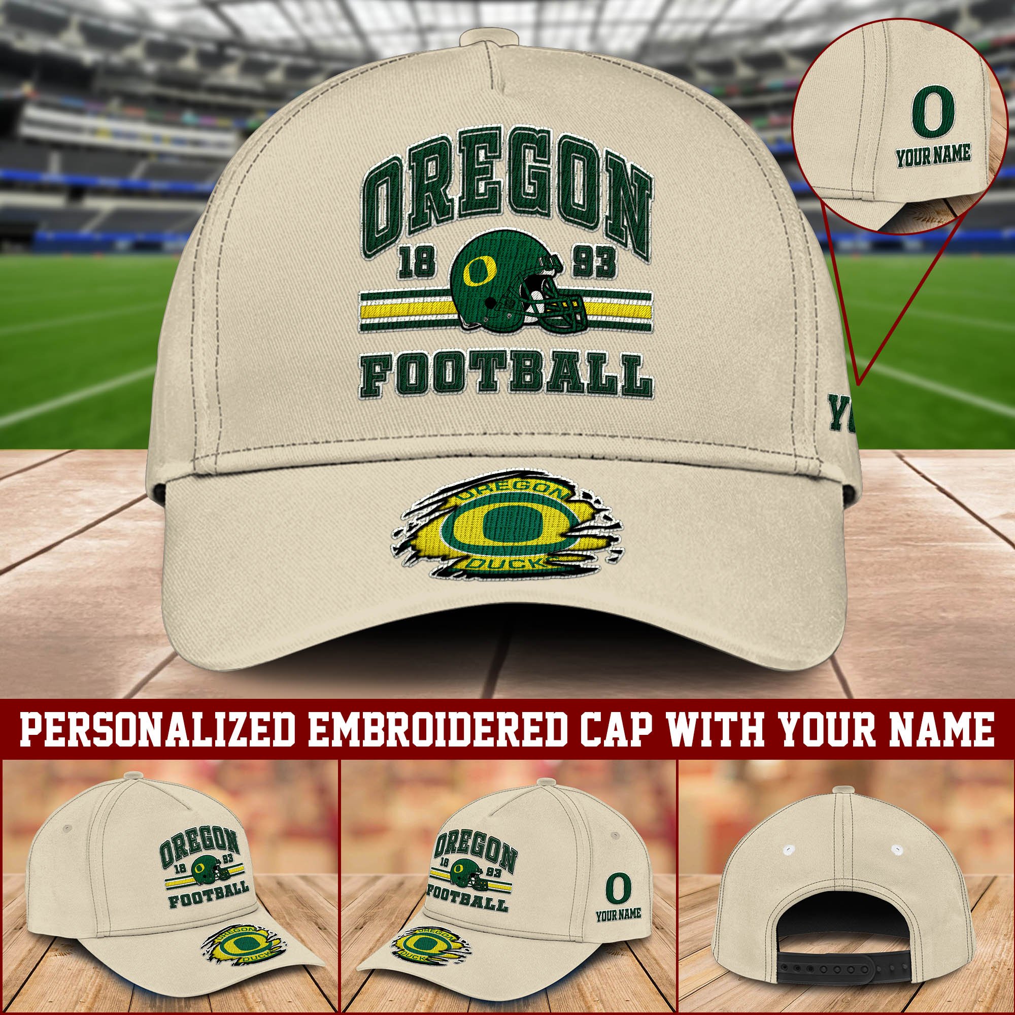 Oregon Ducks Embroidered Cap 2024 Version Custom Your Name, Football Team Cap, Gifts For Football Lovers ETHY-60202