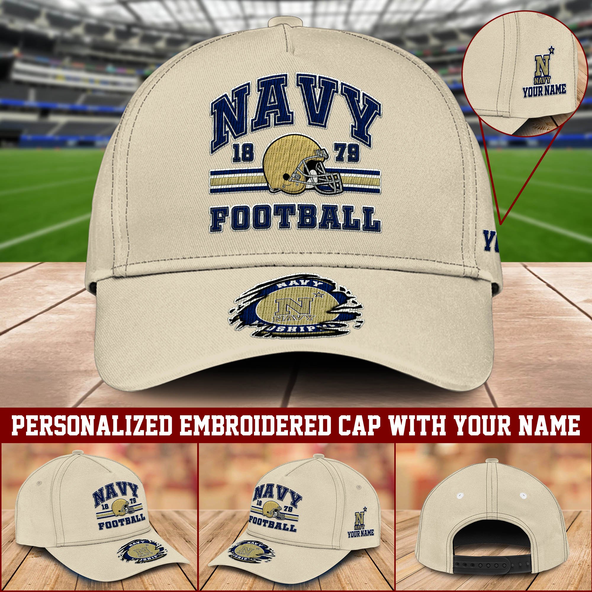 Navy Midshipmen Embroidered Cap 2024 Version Custom Your Name, Football Team Cap, Gifts For Football Lovers ETHY-60202