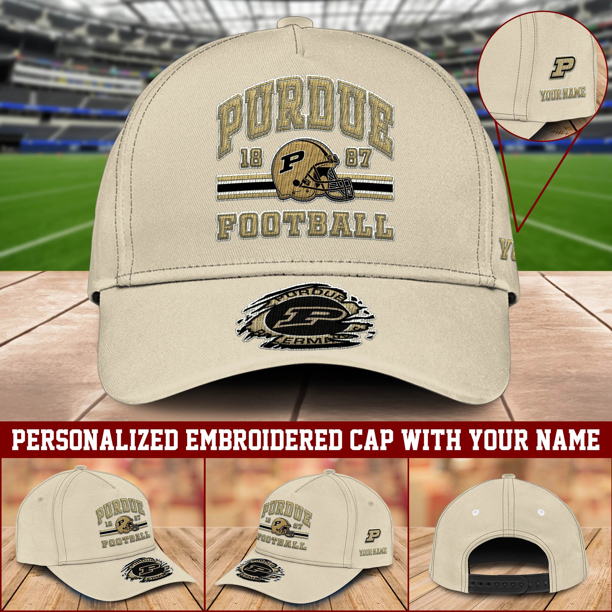 Purdue Boilermakers Embroidered Cap 2024 Version Custom Your Name, Football Team Cap, Gifts For Football Lovers ETHY-60202