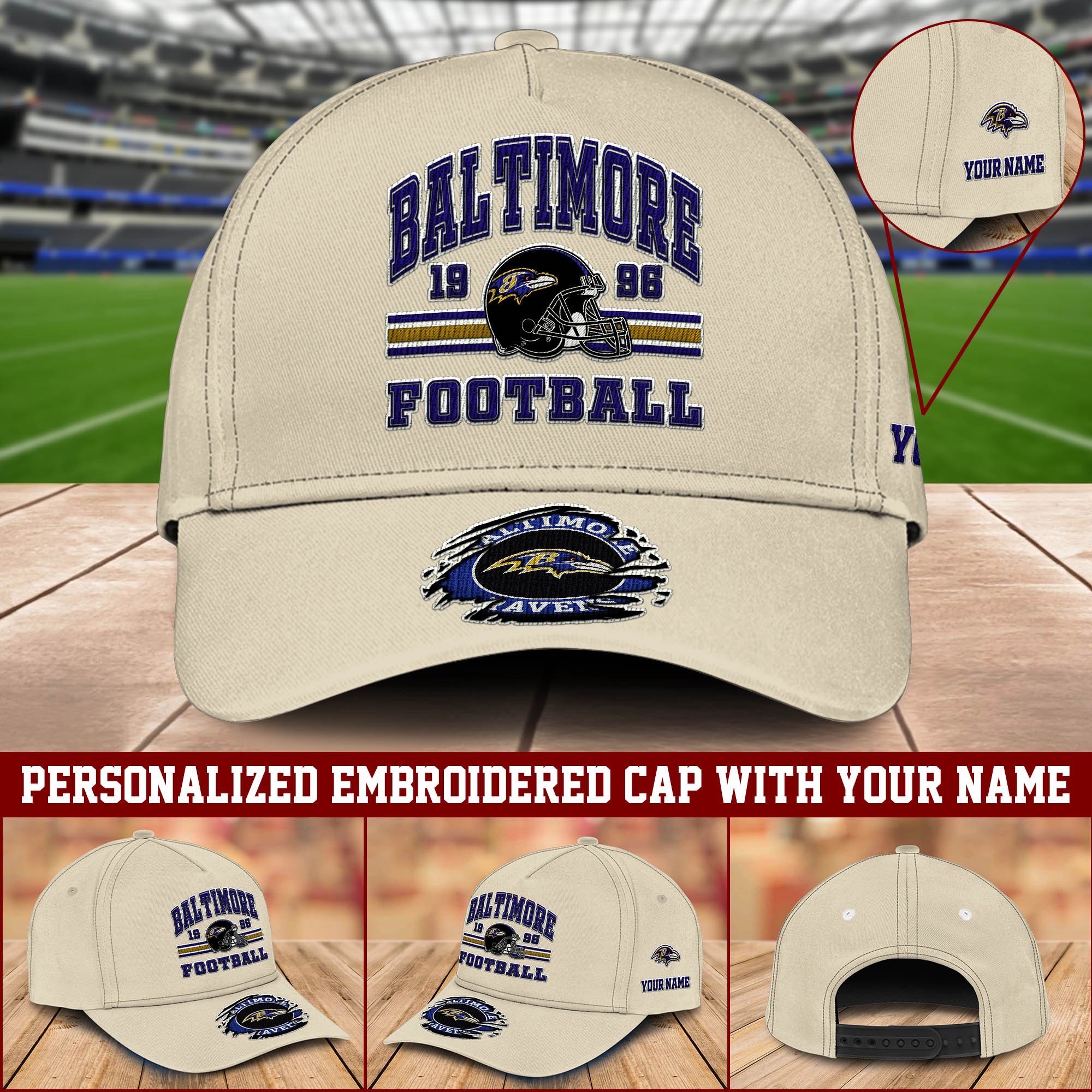 Baltimore Ravens Embroidered Cap 2024 Version Custom Your Name, Football Team Cap, Gifts For Football Lovers ETHY-60202