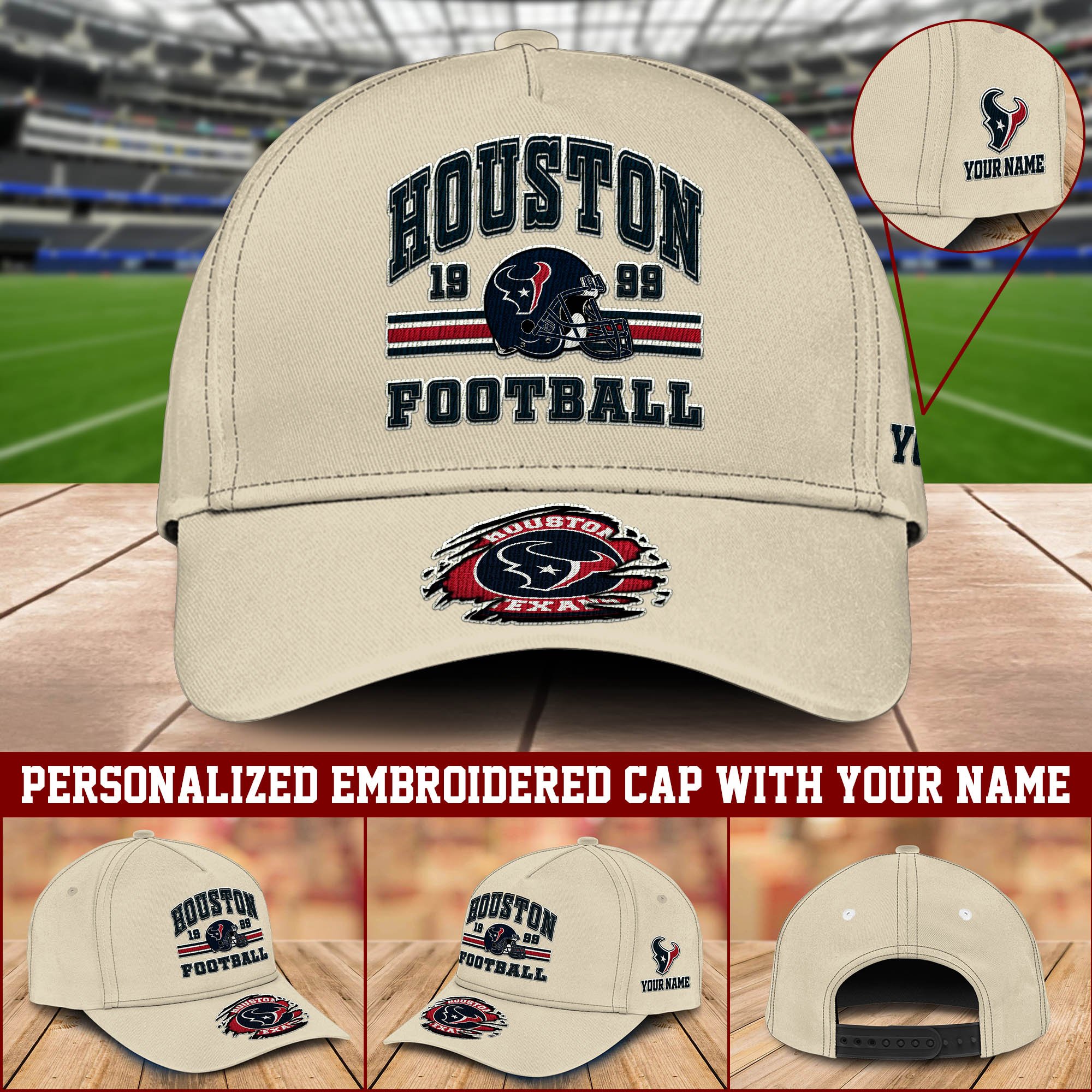 Houston Texans Embroidered Cap 2024 Version Custom Your Name, Football Team Cap, Gifts For Football Lovers ETHY-60202