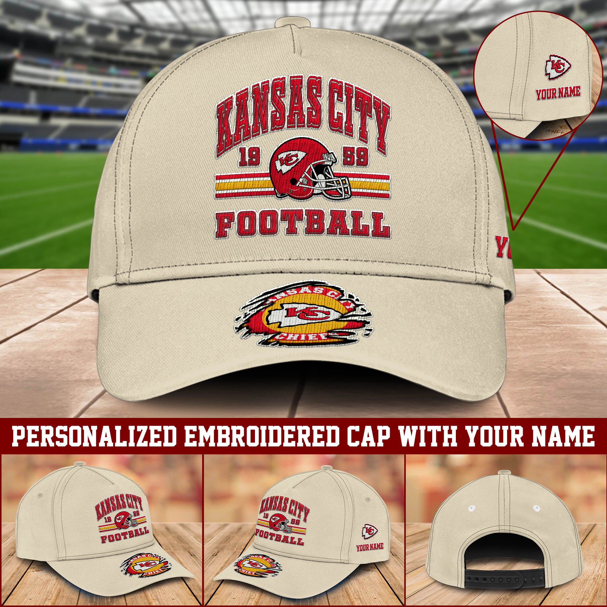 Kansas City Chiefs Embroidered Cap 2024 Version Custom Your Name, Football Team Cap, Gifts For Football Lovers ETHY-60202