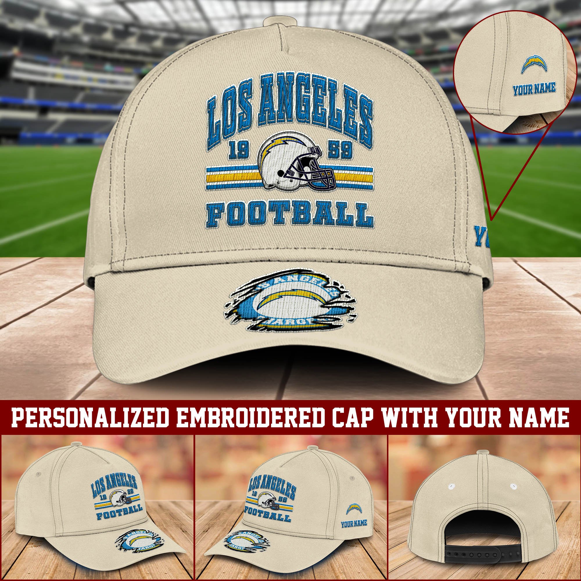 Los Angeles Chargers Embroidered Cap 2024 Version Custom Your Name, Football Team Cap, Gifts For Football Lovers ETHY-60202