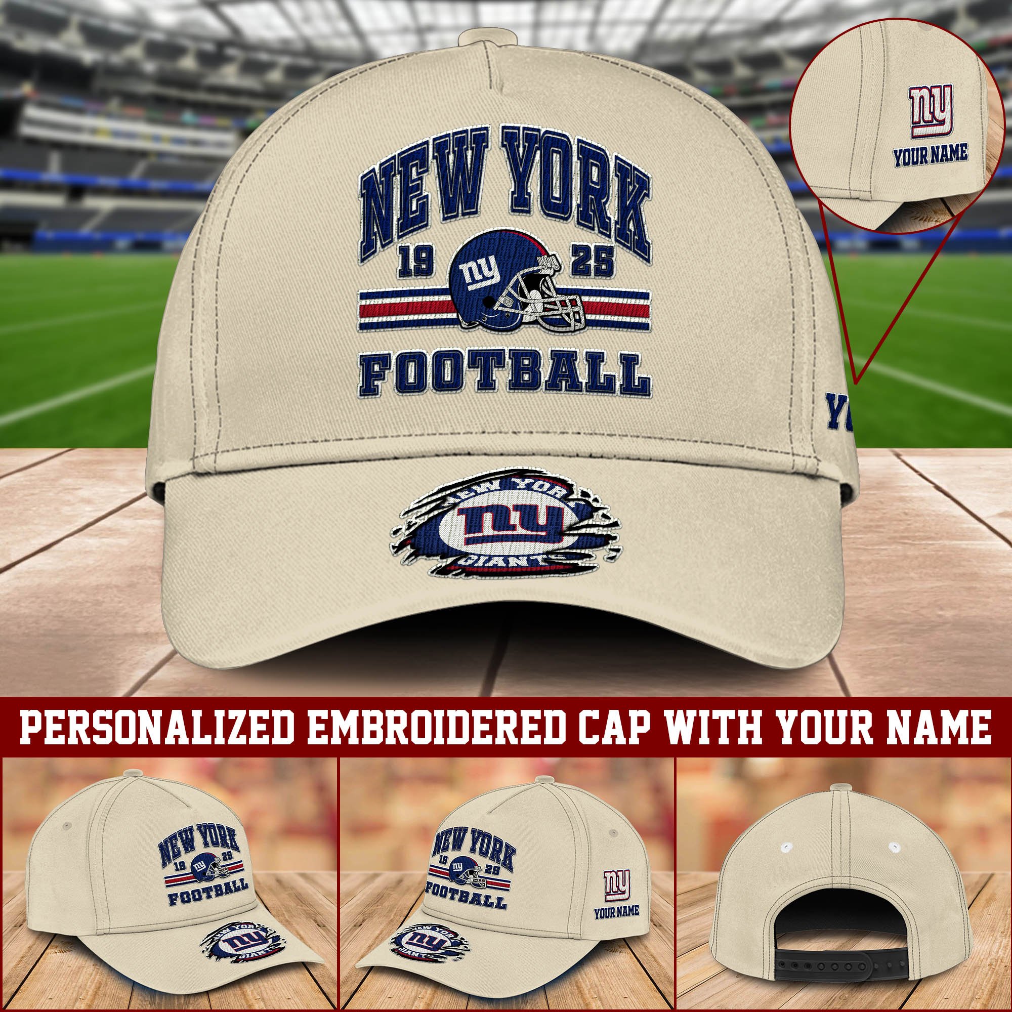 New York Giants Embroidered Cap 2024 Version Custom Your Name, Football Team Cap, Gifts For Football Lovers ETHY-60202
