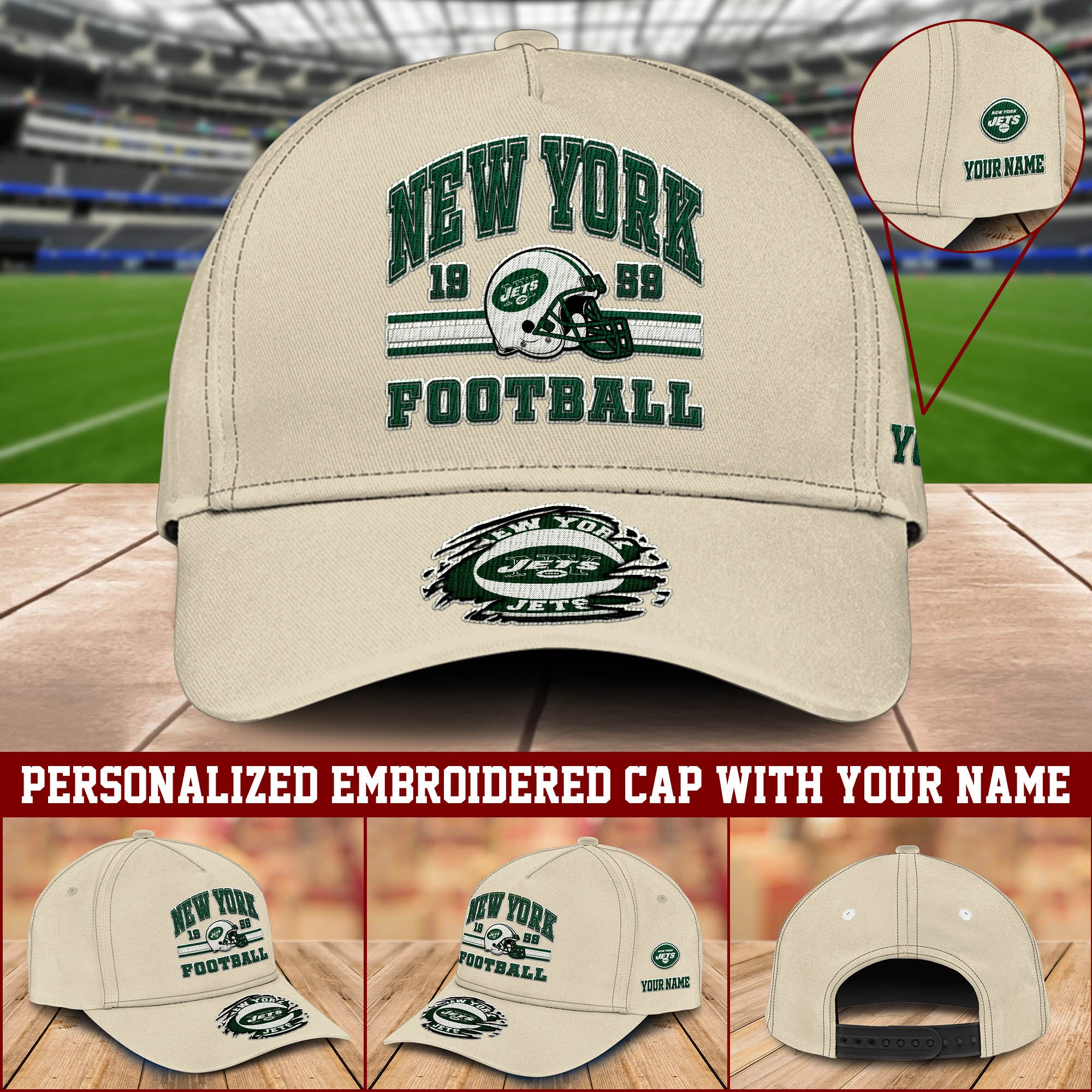 New York Jets Embroidered Cap 2024 Version Custom Your Name, Football Team Cap, Gifts For Football Lovers ETHY-60202