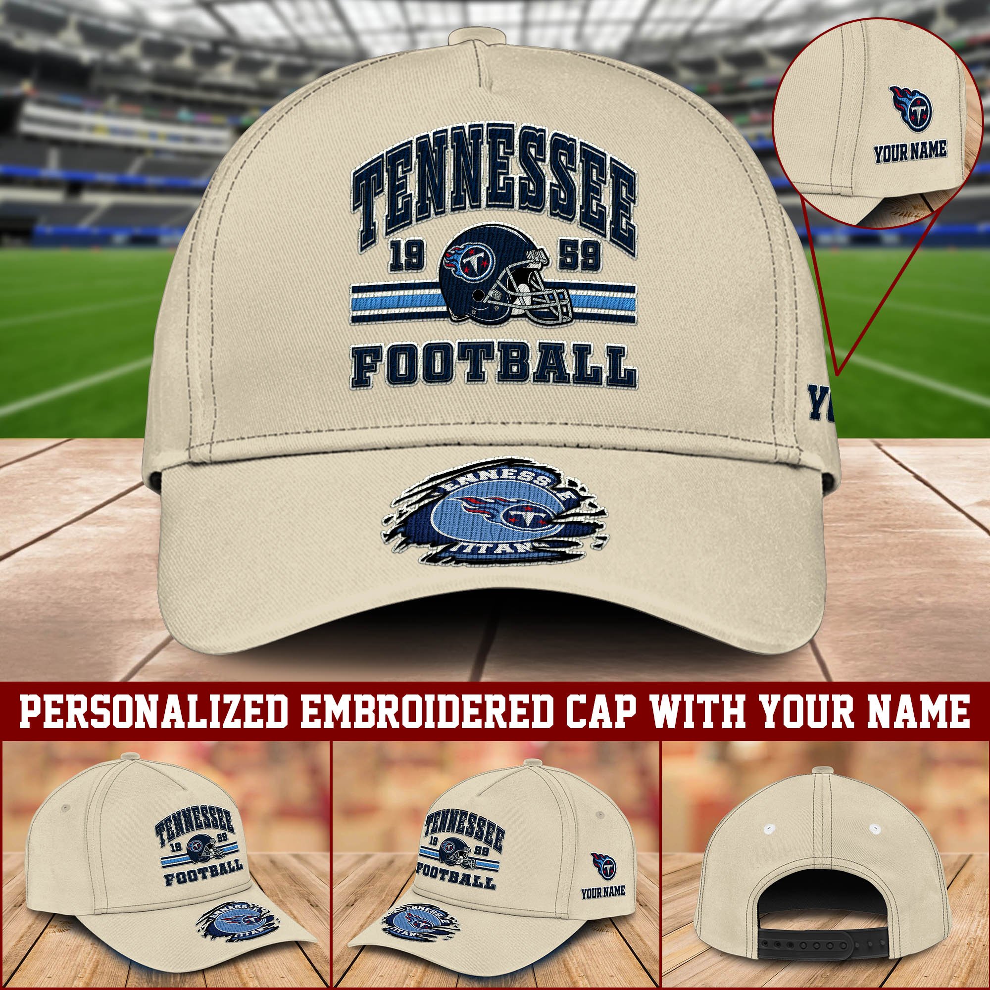 Tennessee Titans Embroidered Cap 2024 Version Custom Your Name, Football Team Cap, Gifts For Football Lovers ETHY-60202