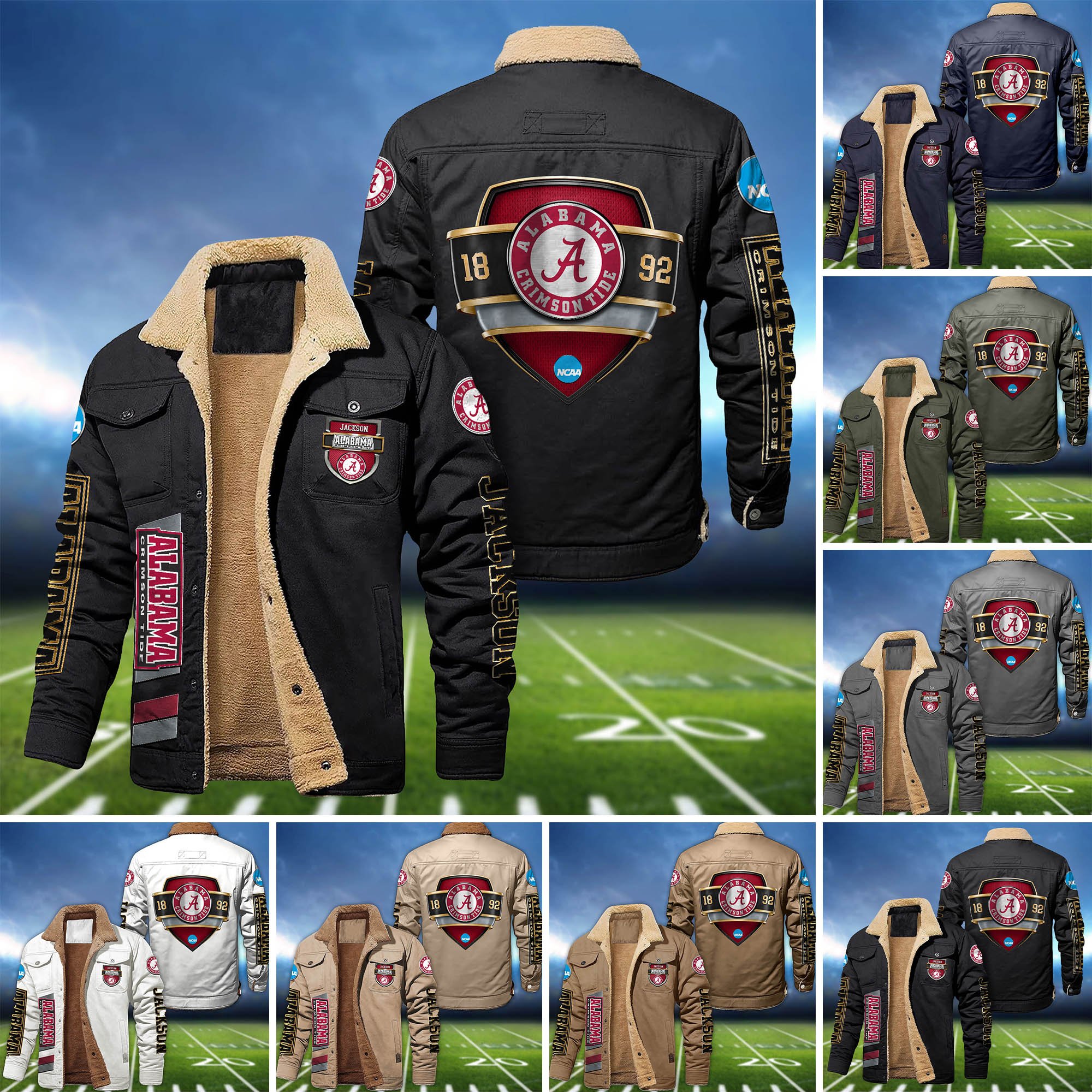 Alabama Crimson Tide  Fleece Bomber Jacket 2024 Version Personalized Your Name, Jacket For Sport Fan ETHY-62938