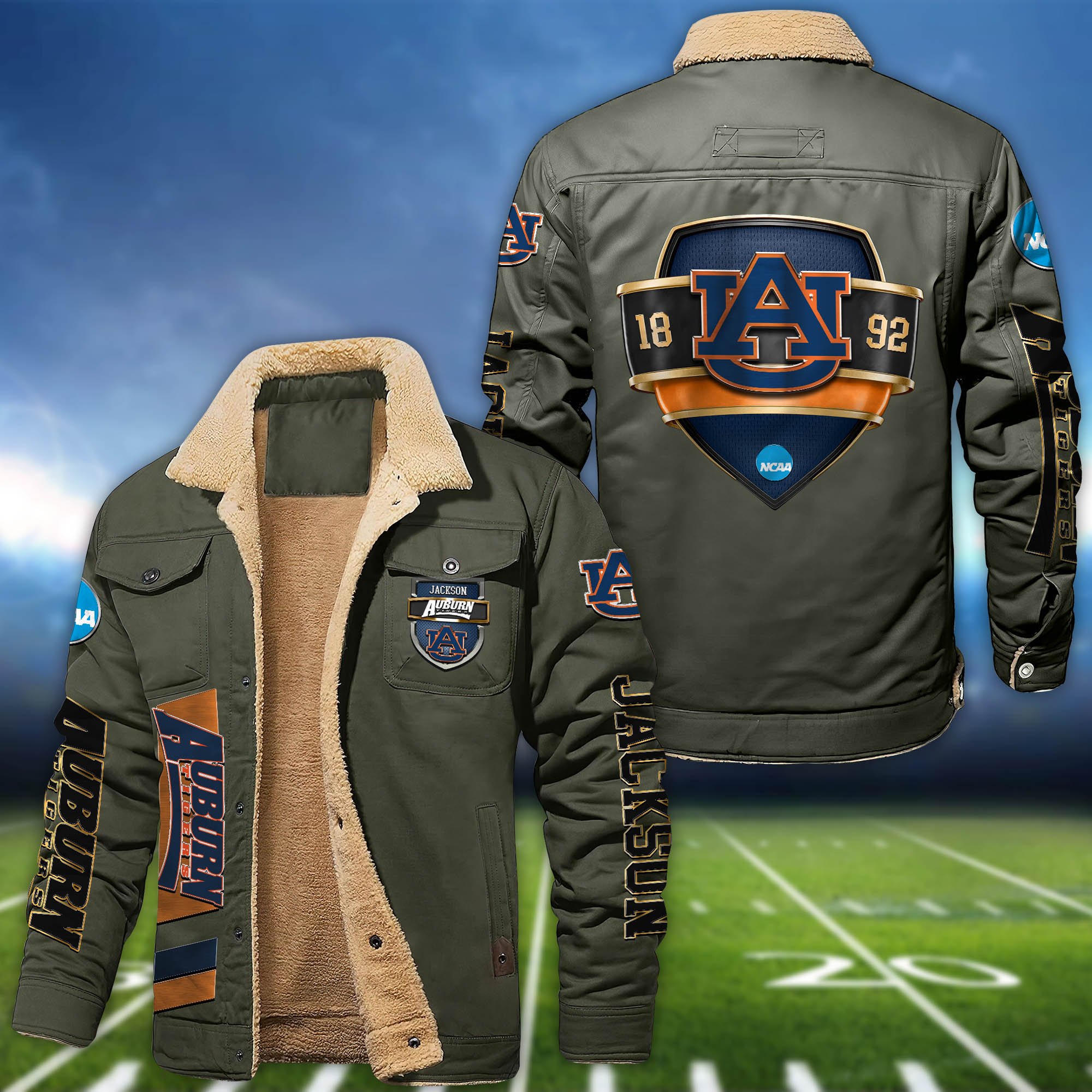 Alternative view of Auburn Tigers  Fleece Bomber Jacket 2024 Version Personalized Your Name, Jacket For Sport Fan ETHY-62938