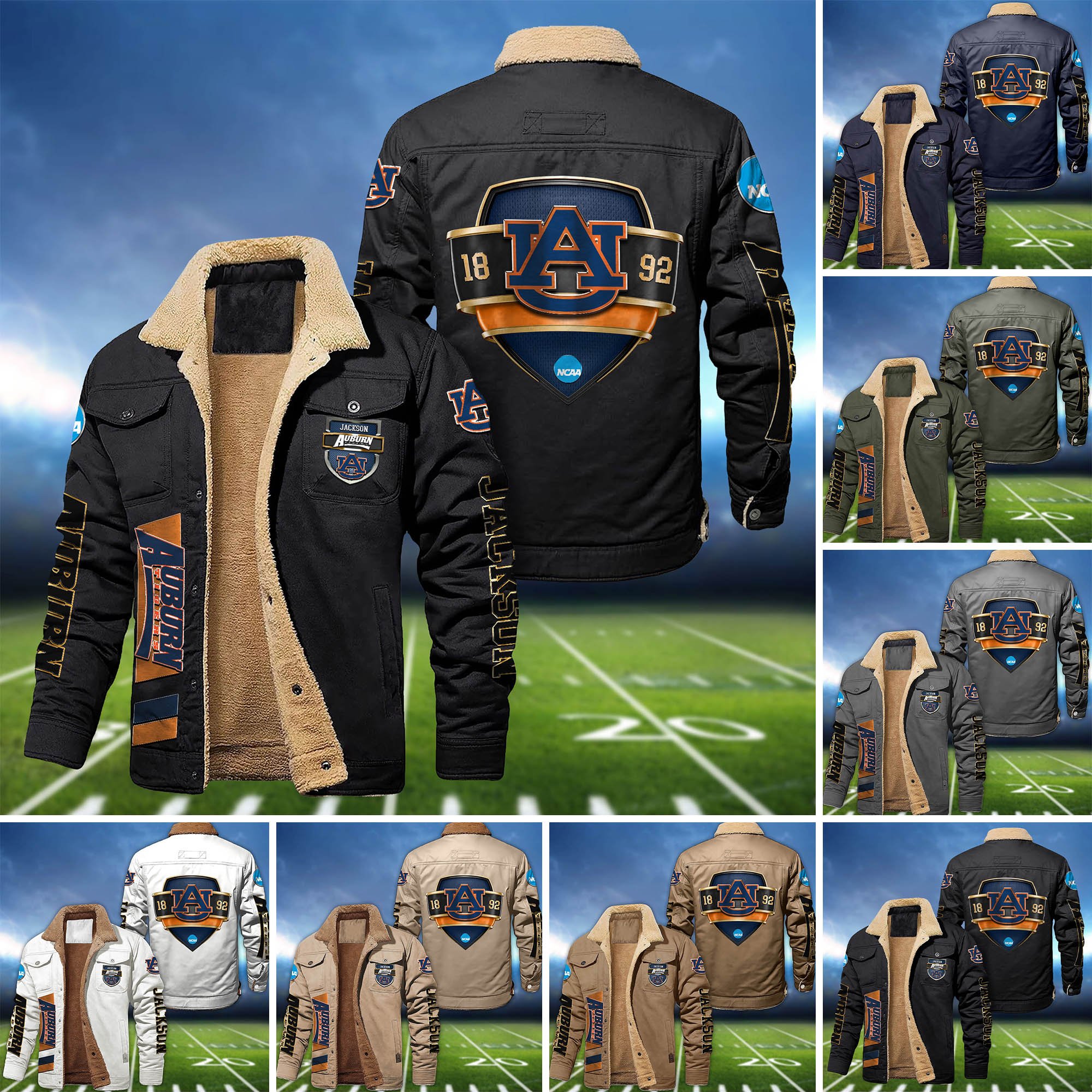Auburn Tigers  Fleece Bomber Jacket 2024 Version Personalized Your Name, Jacket For Sport Fan ETHY-62938