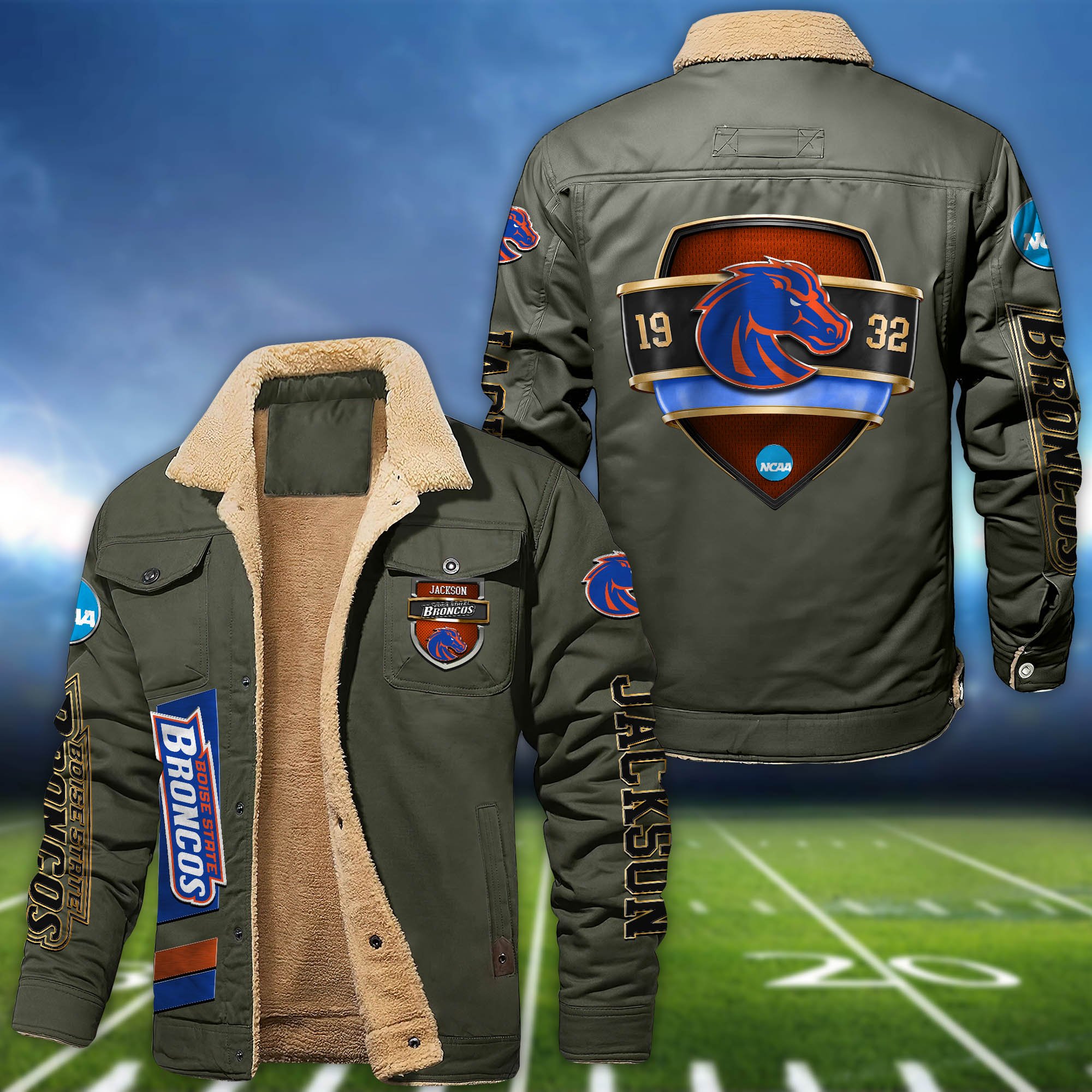 Alternative view of Boise State Broncos  Fleece Bomber Jacket 2024 Version Personalized Your Name, Jacket For Sport Fan ETHY-62938
