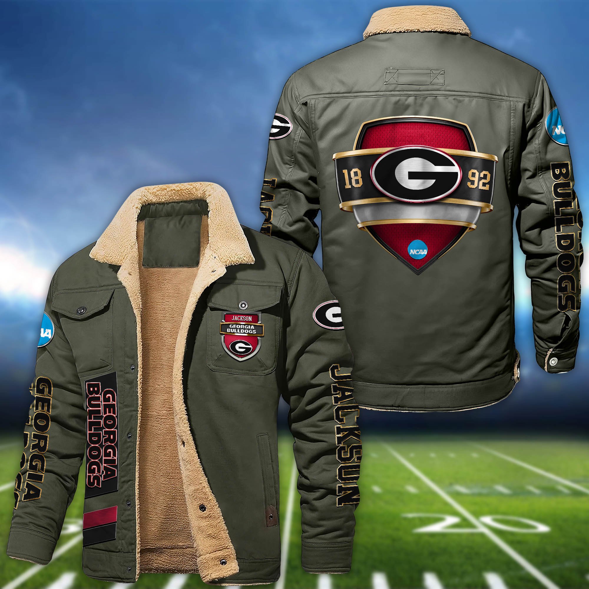 Alternative view of Georgia Bulldogs  Fleece Bomber Jacket 2024 Version Personalized Your Name, Jacket For Sport Fan ETHY-62938