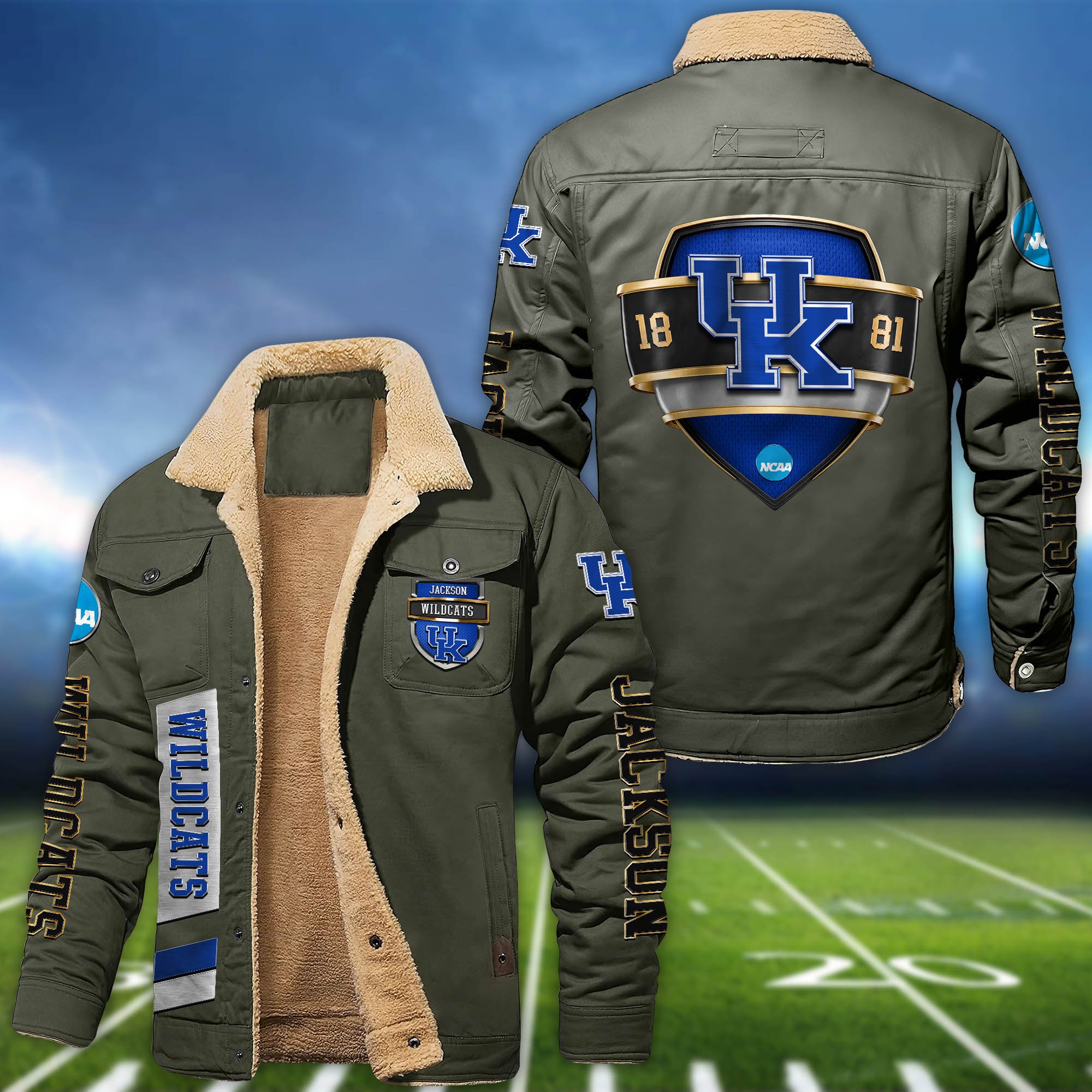 Alternative view of Kentucky Wildcats  Fleece Bomber Jacket 2024 Version Personalized Your Name, Jacket For Sport Fan ETHY-62938