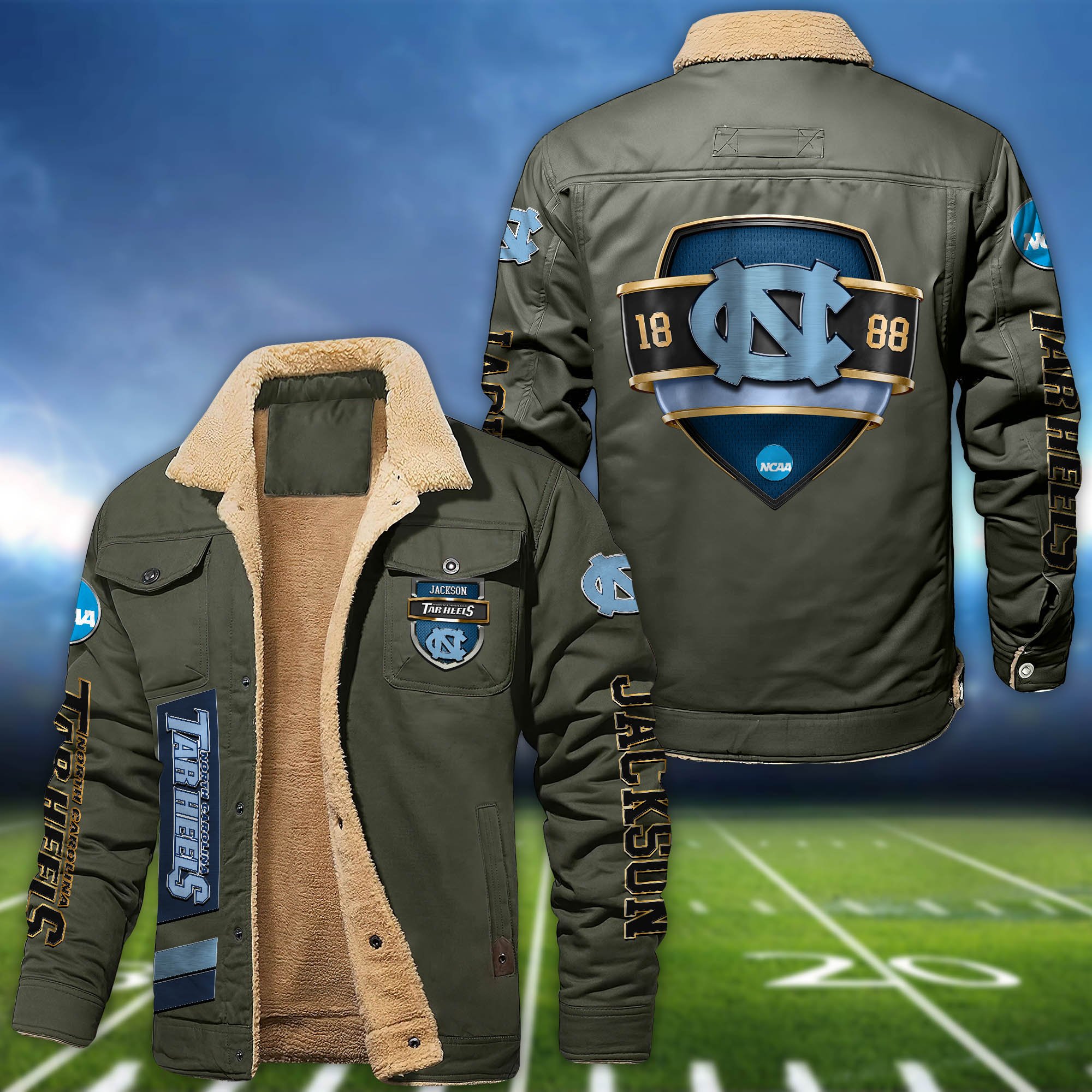 Alternative view of North Carolina Tar Heels  Fleece Bomber Jacket 2024 Version Personalized Your Name, Jacket For Sport Fan ETHY-62938
