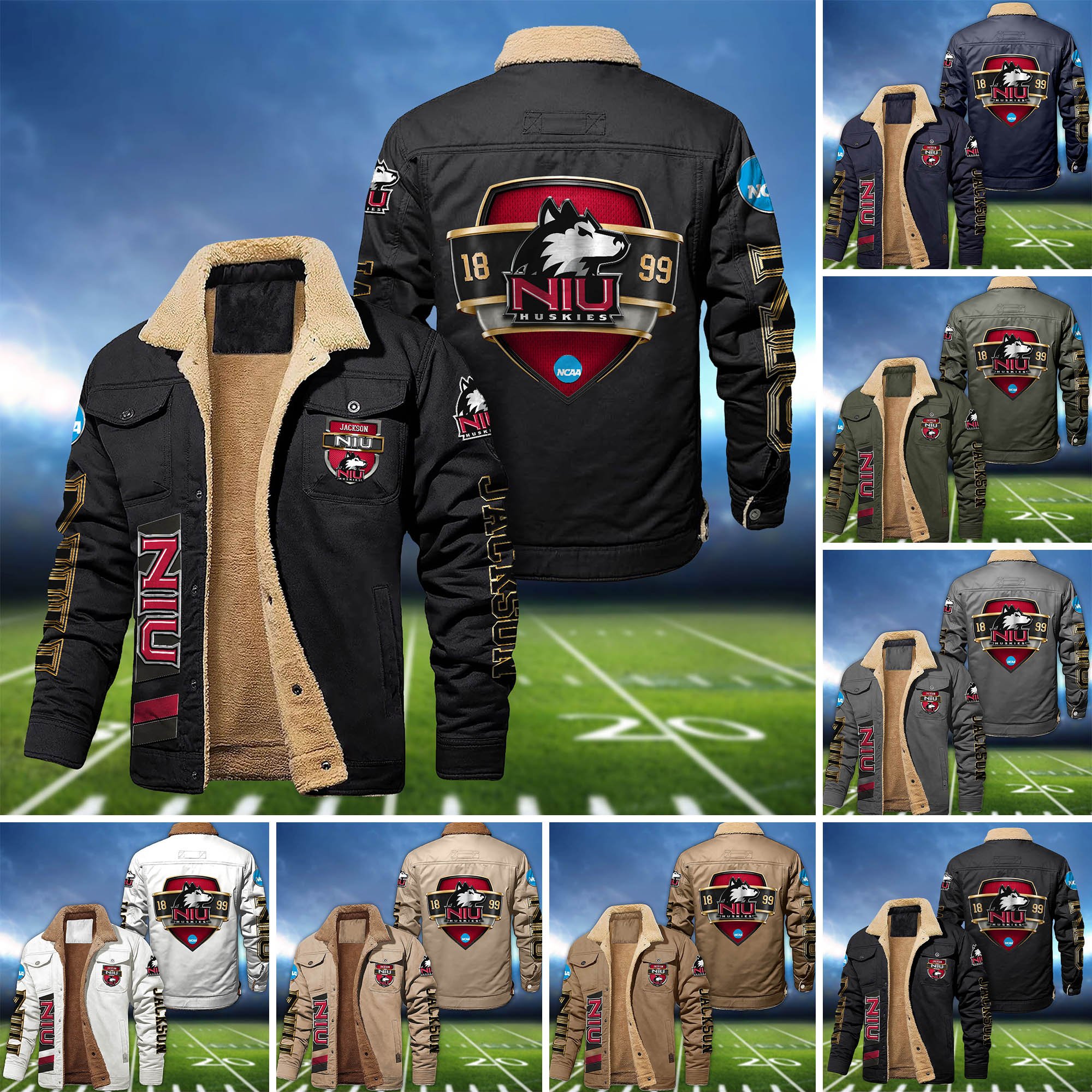 Northern Illinois Huskies  Fleece Bomber Jacket 2024 Version Personalized Your Name, Jacket For Sport Fan ETHY-62938