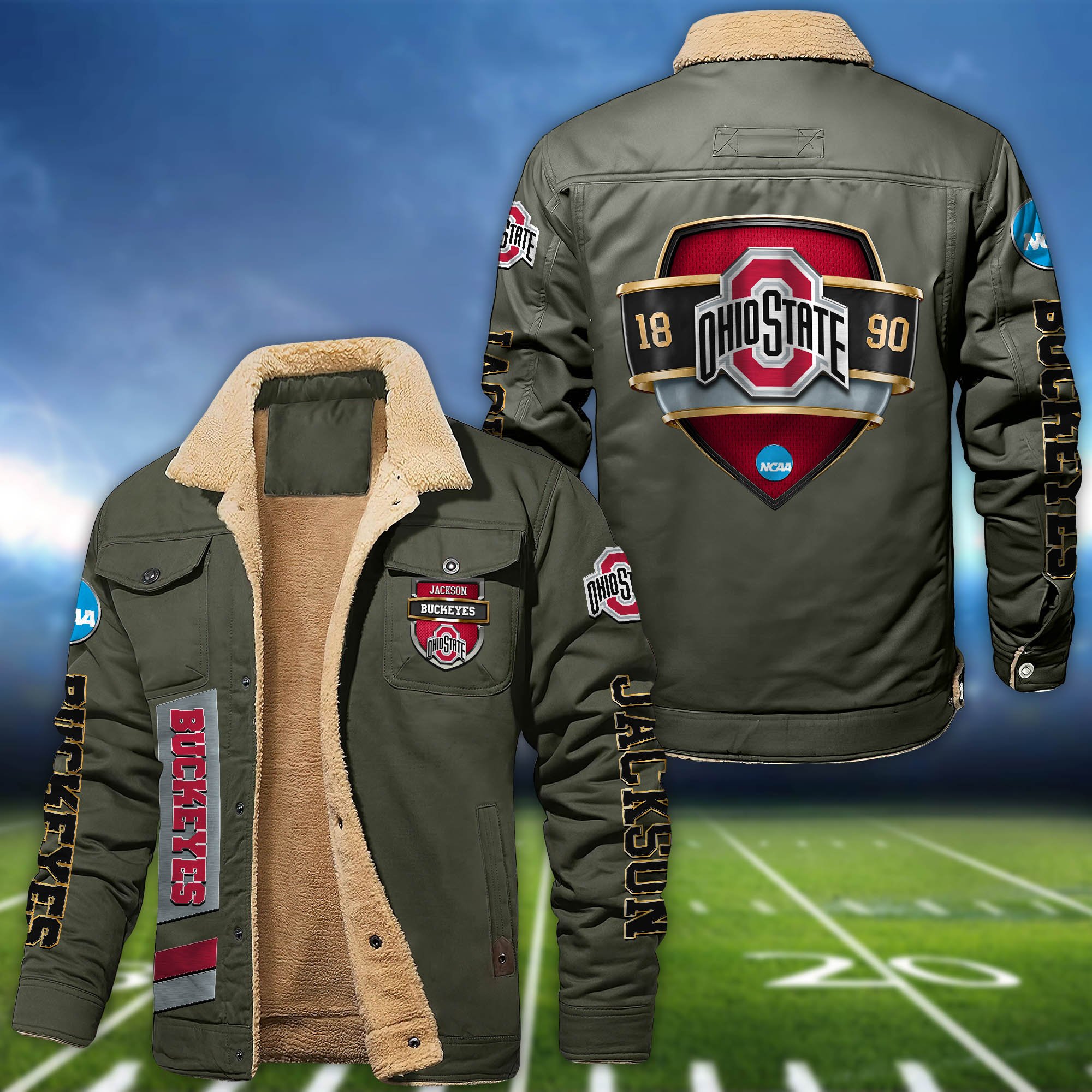 Alternative view of Ohio State Buckeyes  Fleece Bomber Jacket 2024 Version Personalized Your Name, Jacket For Sport Fan ETHY-62938
