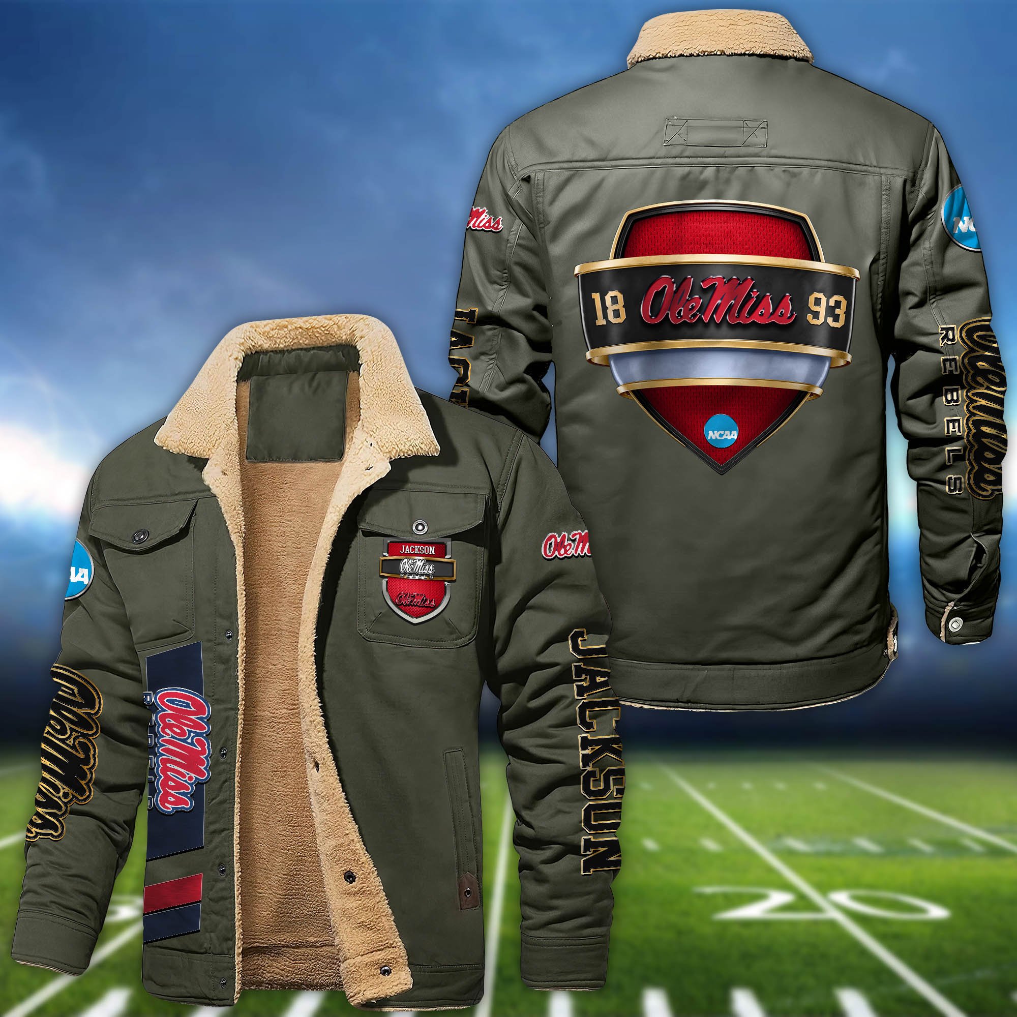 Alternative view of Ole Miss Rebels  Fleece Bomber Jacket 2024 Version Personalized Your Name, Jacket For Sport Fan ETHY-62938