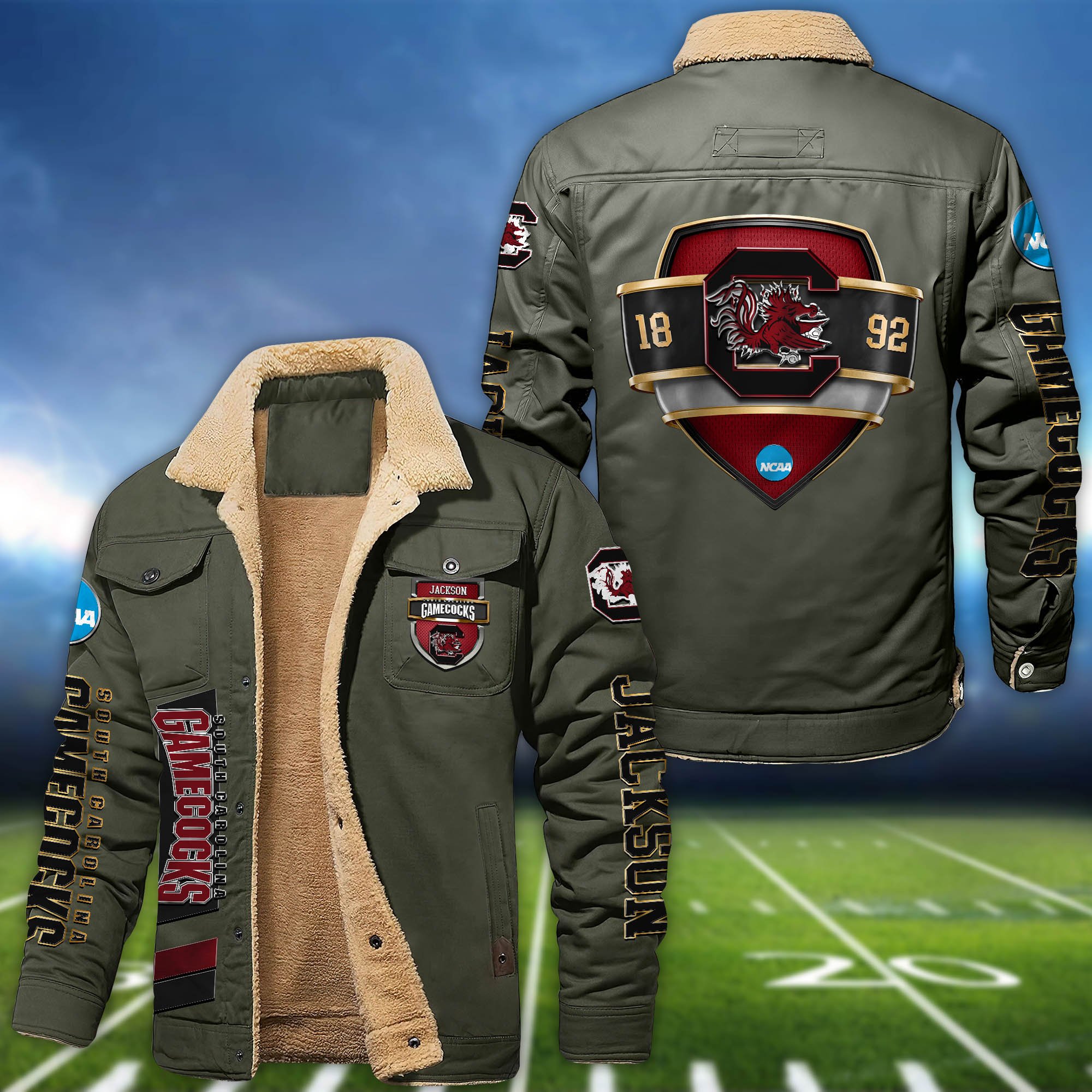 Alternative view of South Carolina Gamecocks  Fleece Bomber Jacket 2024 Version Personalized Your Name, Jacket For Sport Fan ETHY-62938