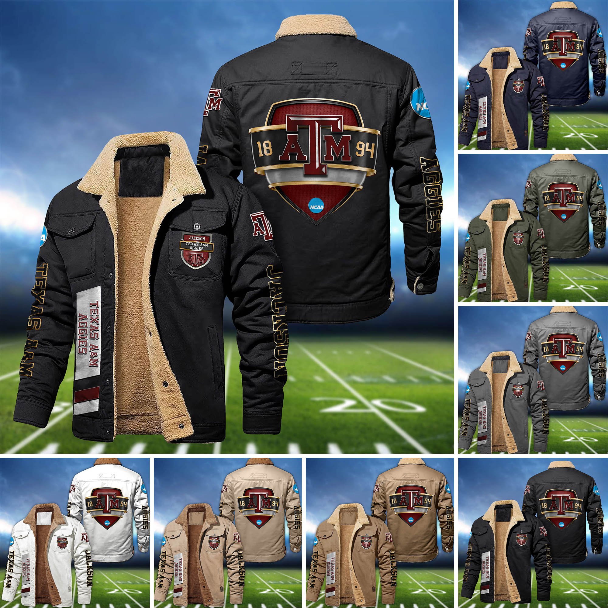 Texas A&M Aggies  Fleece Bomber Jacket 2024 Version Personalized Your Name, Jacket For Sport Fan ETHY-62938