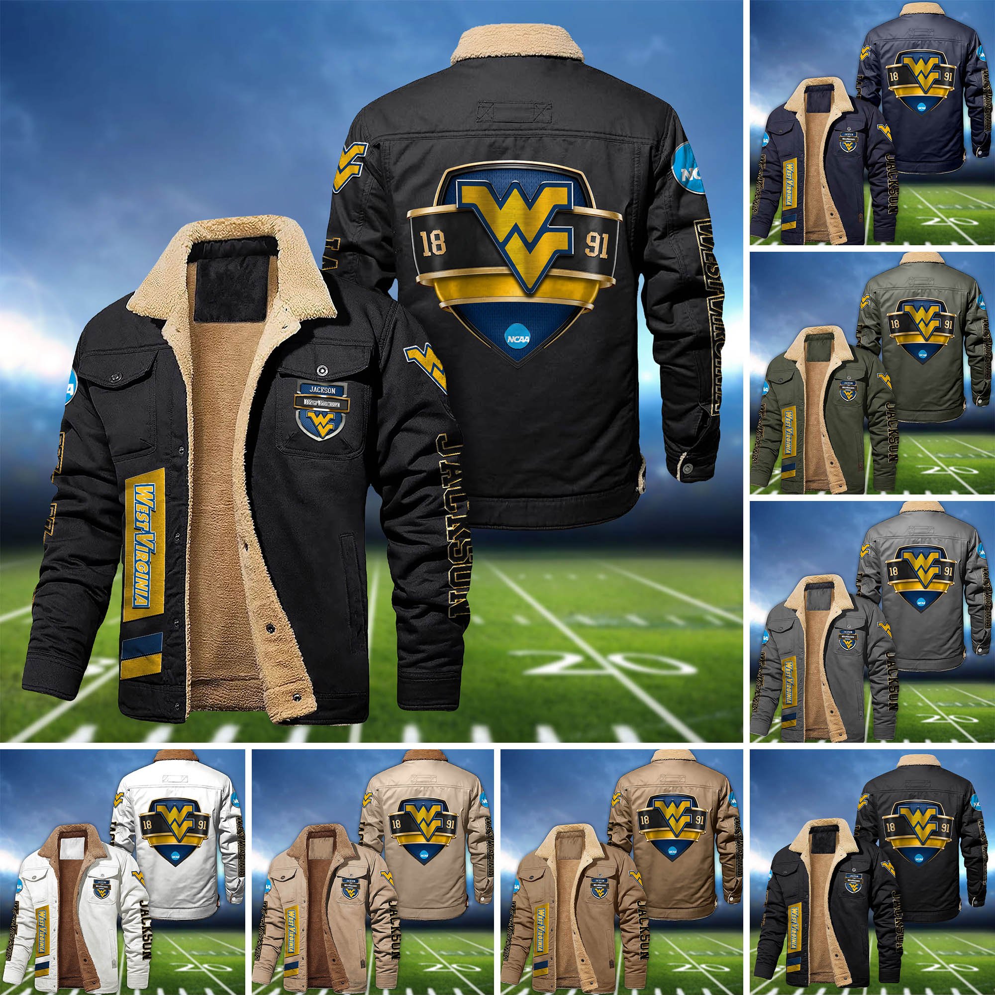 West Virginia Mountaineers  Fleece Bomber Jacket 2024 Version Personalized Your Name, Jacket For Sport Fan ETHY-62938