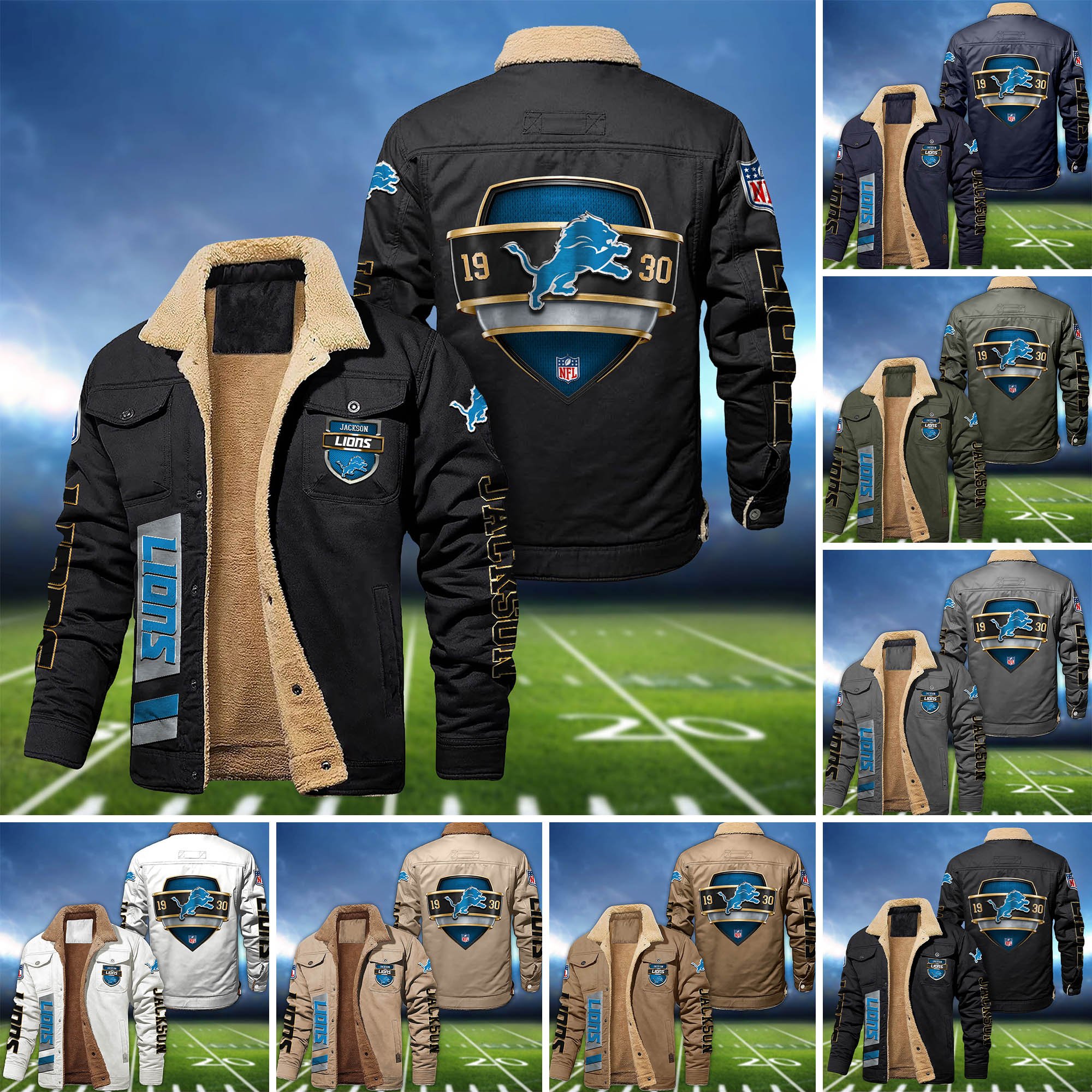 Detroit Lions  Fleece Bomber Jacket 2024 Version Personalized Your Name, Jacket For Sport Fan ETHY-62938