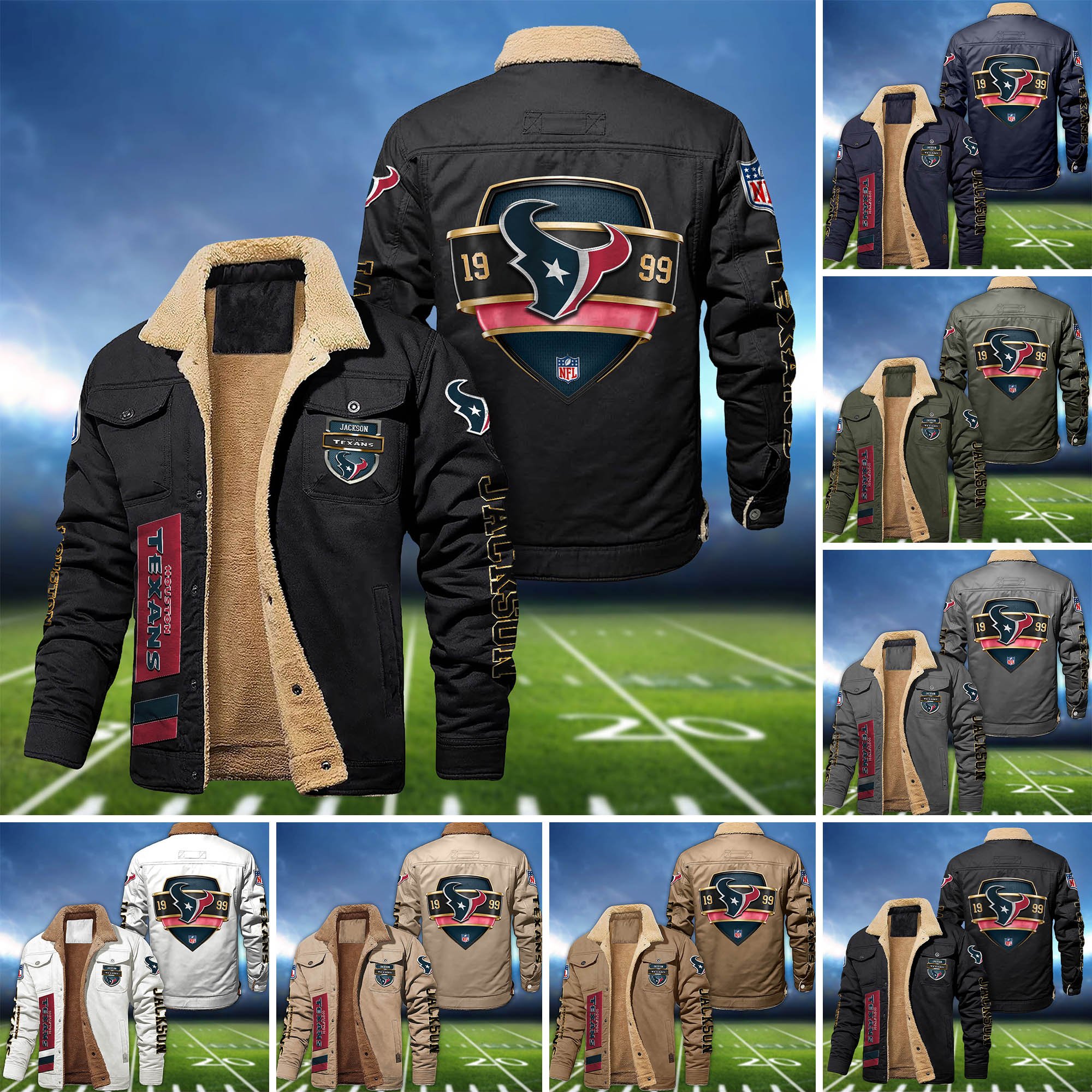 Houston Texans  Fleece Bomber Jacket 2024 Version Personalized Your Name, Jacket For Sport Fan ETHY-62938