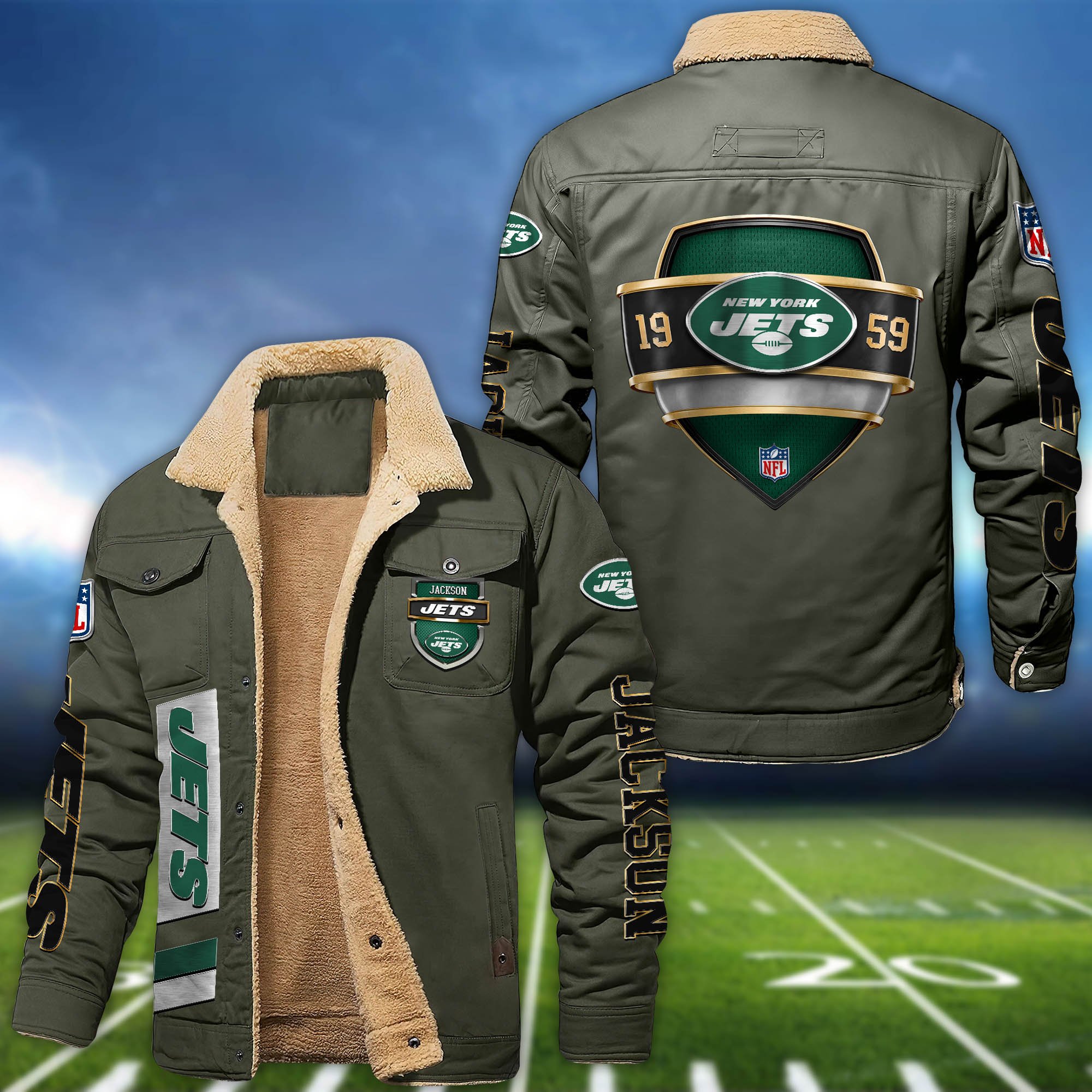 Alternative view of New York Jets  Fleece Bomber Jacket 2024 Version Personalized Your Name, Jacket For Sport Fan ETHY-62938