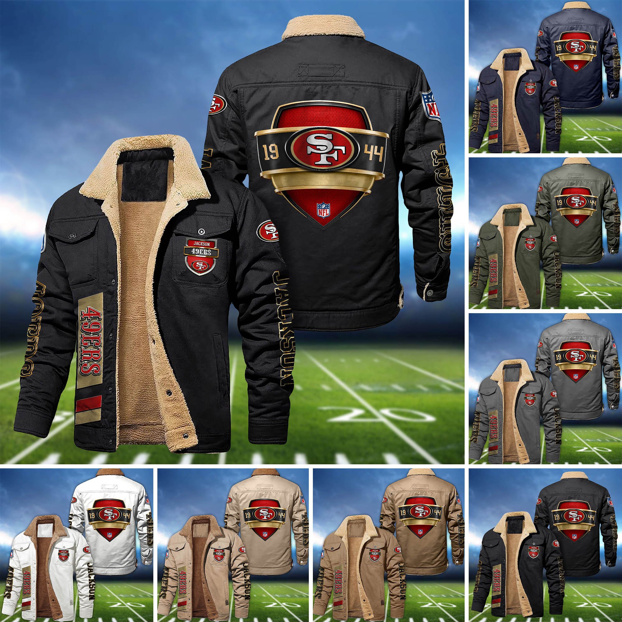 San Francisco 49ers  Fleece Bomber Jacket 2024 Version Personalized Your Name, Jacket For Sport Fan ETHY-62938