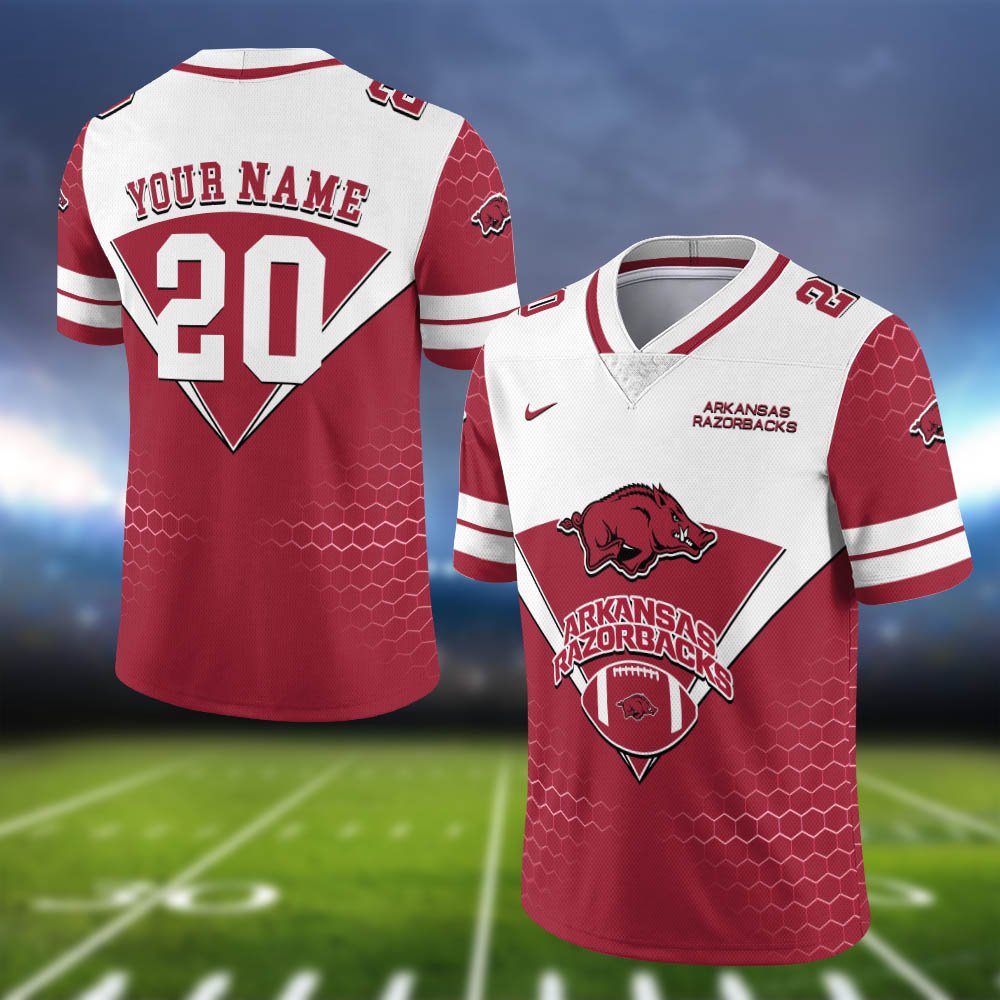 Arkansas Razorbacks Vneck Football Jersey 2024 Version Personalized Your Name And Number, Sport Shirt, Sport Gifts ETHY-62990
