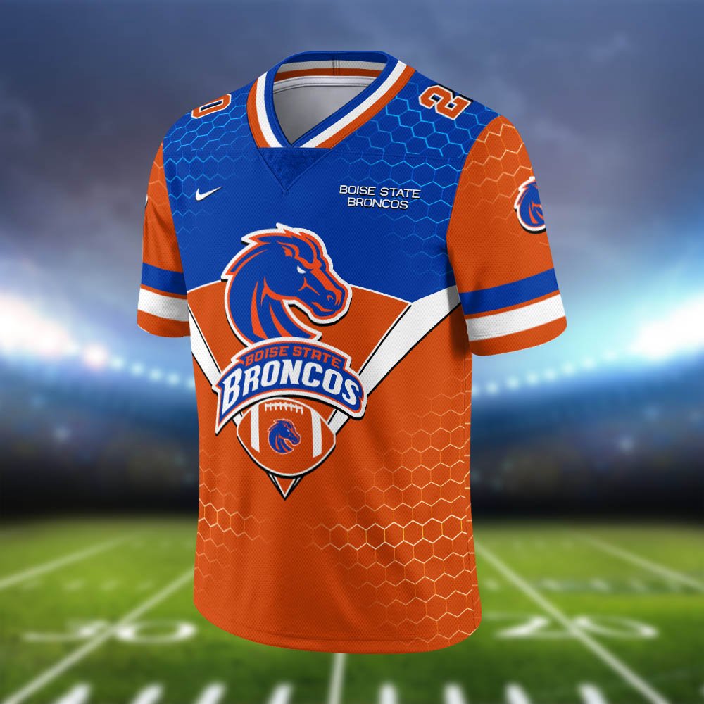 Alternative view of Boise State Broncos Vneck Football Jersey 2024 Version Personalized Your Name And Number, Sport Shirt, Sport Gifts ETHY-62990
