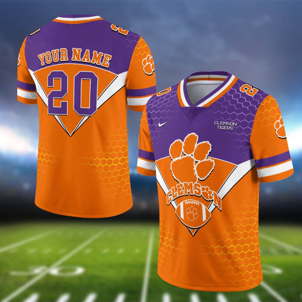 Clemson Tigers Vneck Football Jersey 2024 Version Personalized Your Name And Number, Sport Shirt, Sport Gifts ETHY-62990