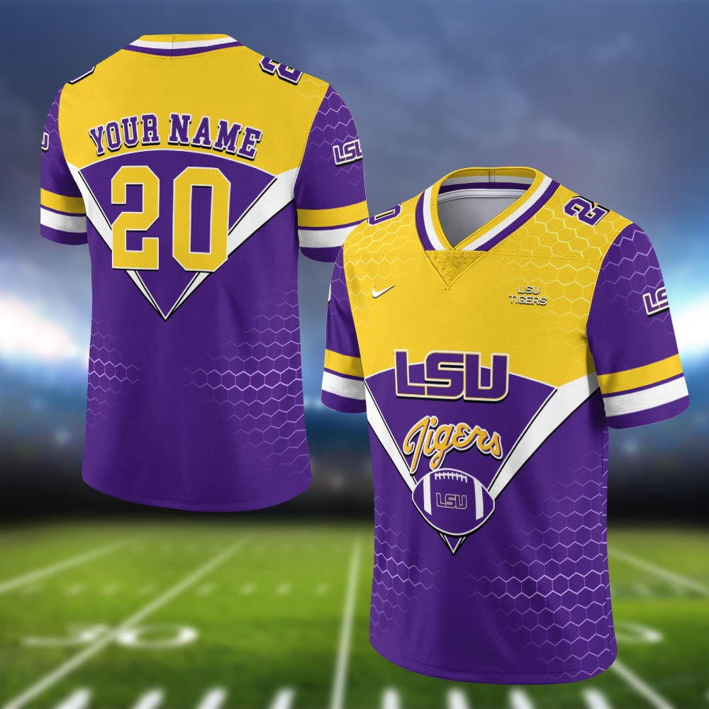 LSU TIGERS Vneck Football Jersey 2024 Version Personalized Your Name And Number, Sport Shirt, Sport Gifts ETHY-62990