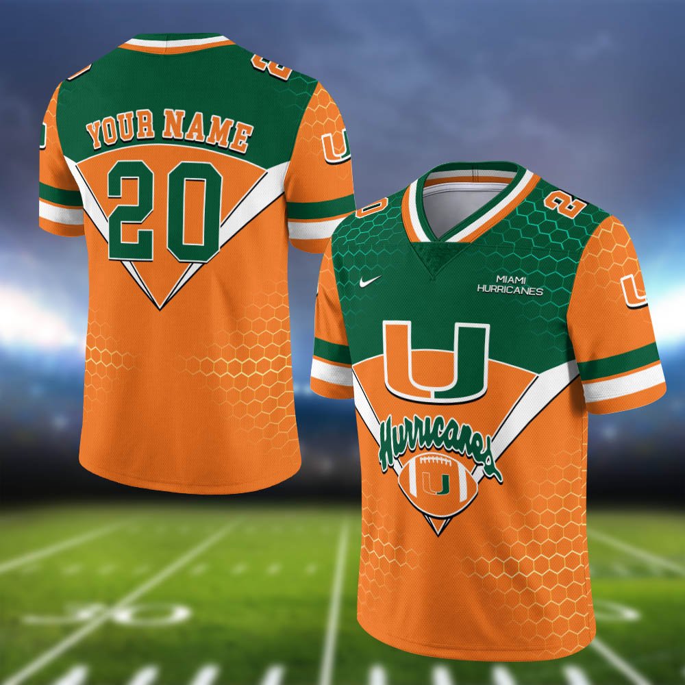 Miami Hurricanes Vneck Football Jersey 2024 Version Personalized Your Name And Number, Sport Shirt, Sport Gifts ETHY-62990