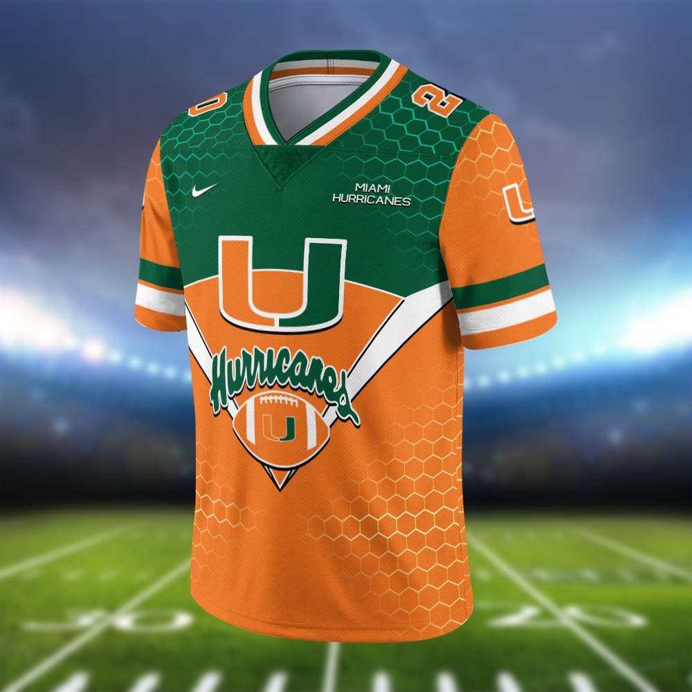 Alternative view of Miami Hurricanes Vneck Football Jersey 2024 Version Personalized Your Name And Number, Sport Shirt, Sport Gifts ETHY-62990