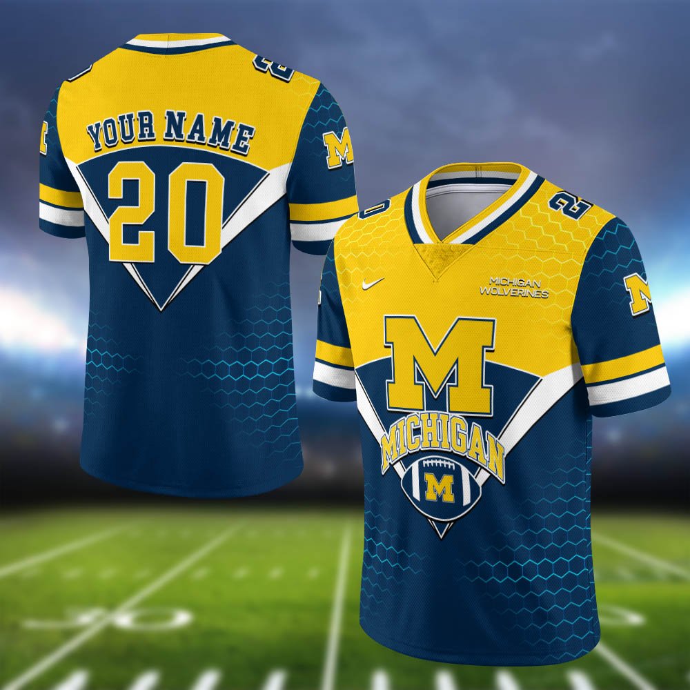 Michigan Wolverines Vneck Football Jersey 2024 Version Personalized Your Name And Number, Sport Shirt, Sport Gifts ETHY-62990