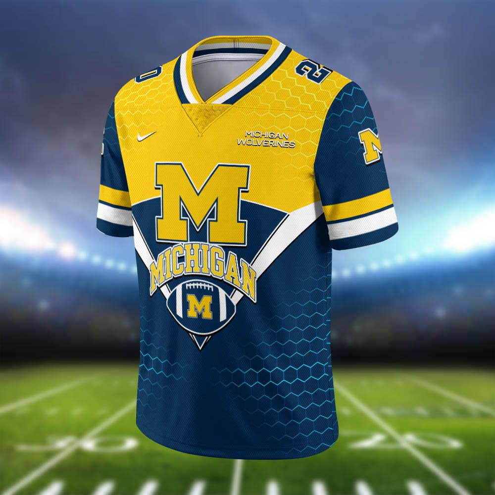 Alternative view of Michigan Wolverines Vneck Football Jersey 2024 Version Personalized Your Name And Number, Sport Shirt, Sport Gifts ETHY-62990