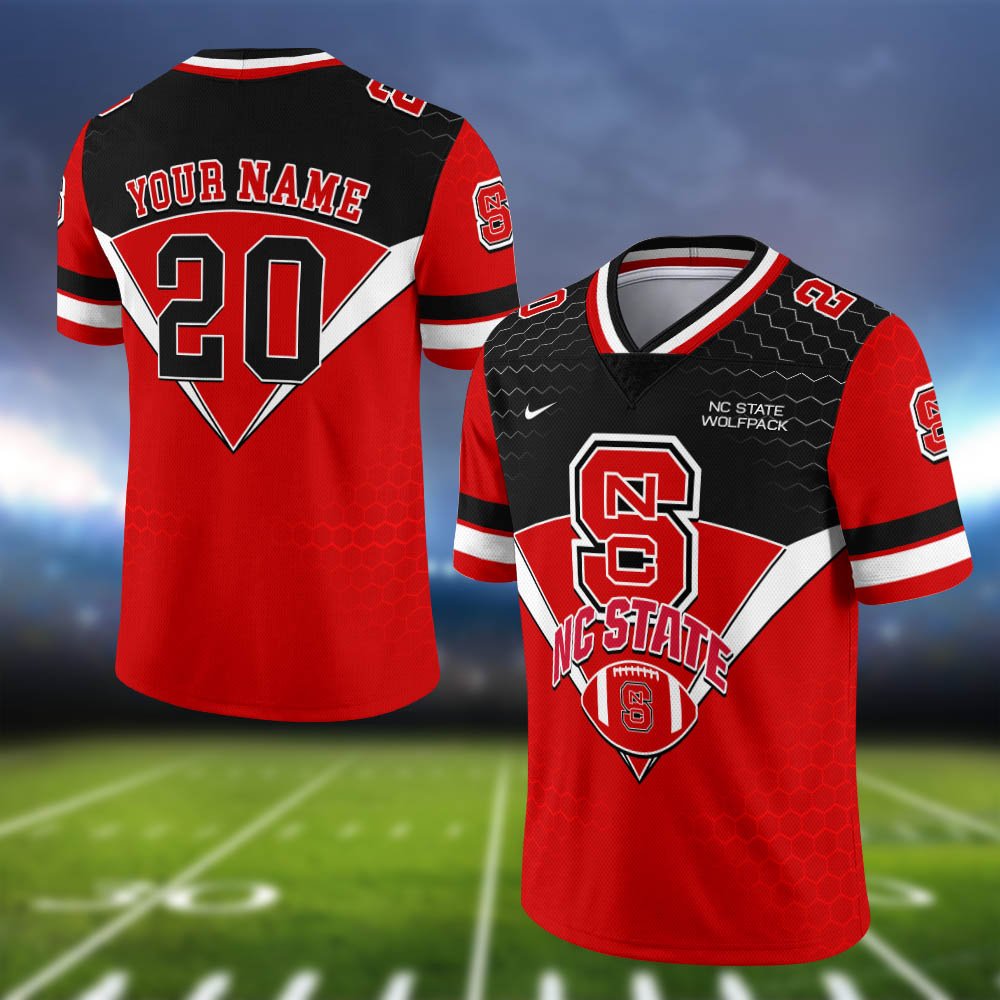 NC State Wolfpack Vneck Football Jersey 2024 Version Personalized Your Name And Number, Sport Shirt, Sport Gifts ETHY-62990