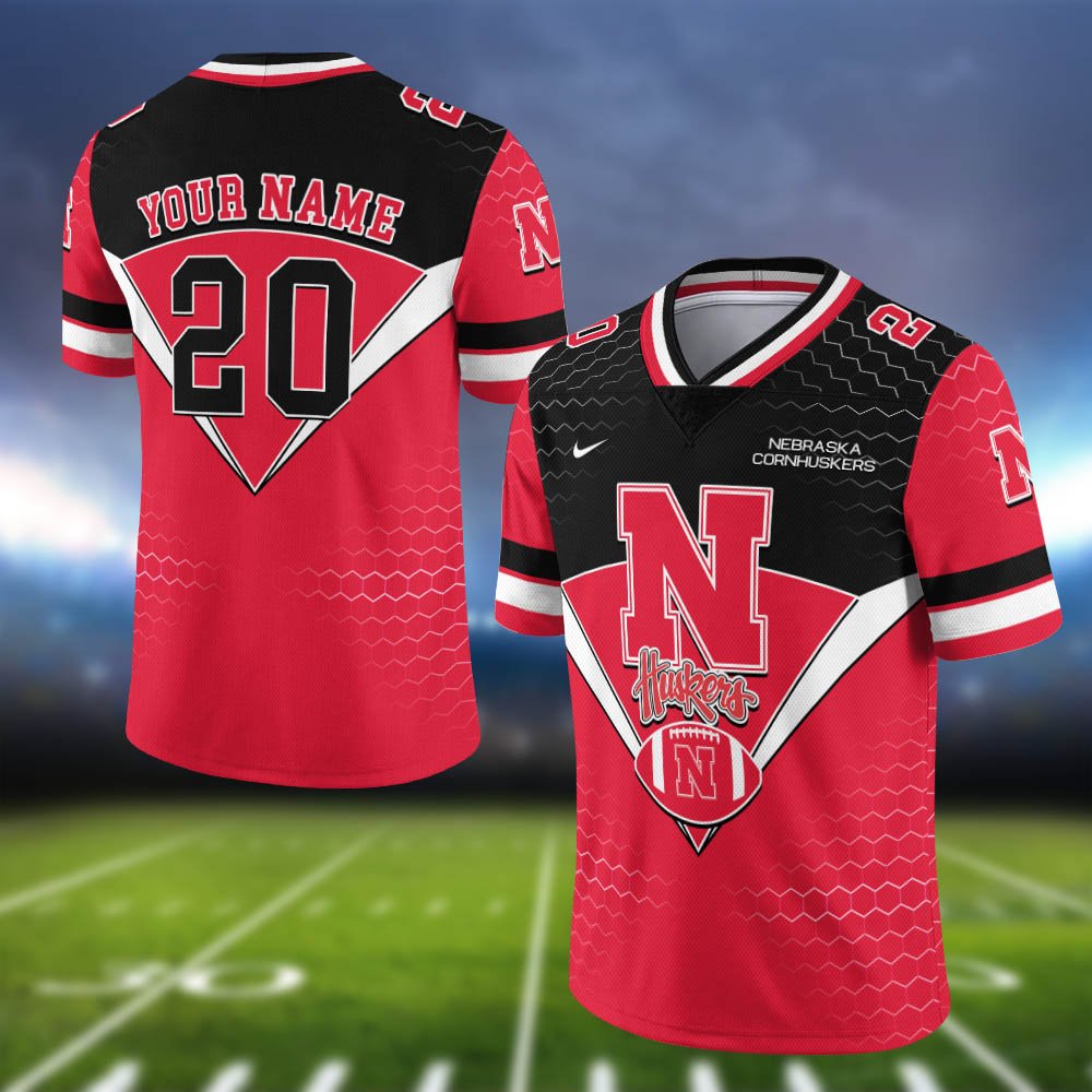 Nebraska Cornhuskers Vneck Football Jersey 2024 Version Personalized Your Name And Number, Sport Shirt, Sport Gifts ETHY-62990