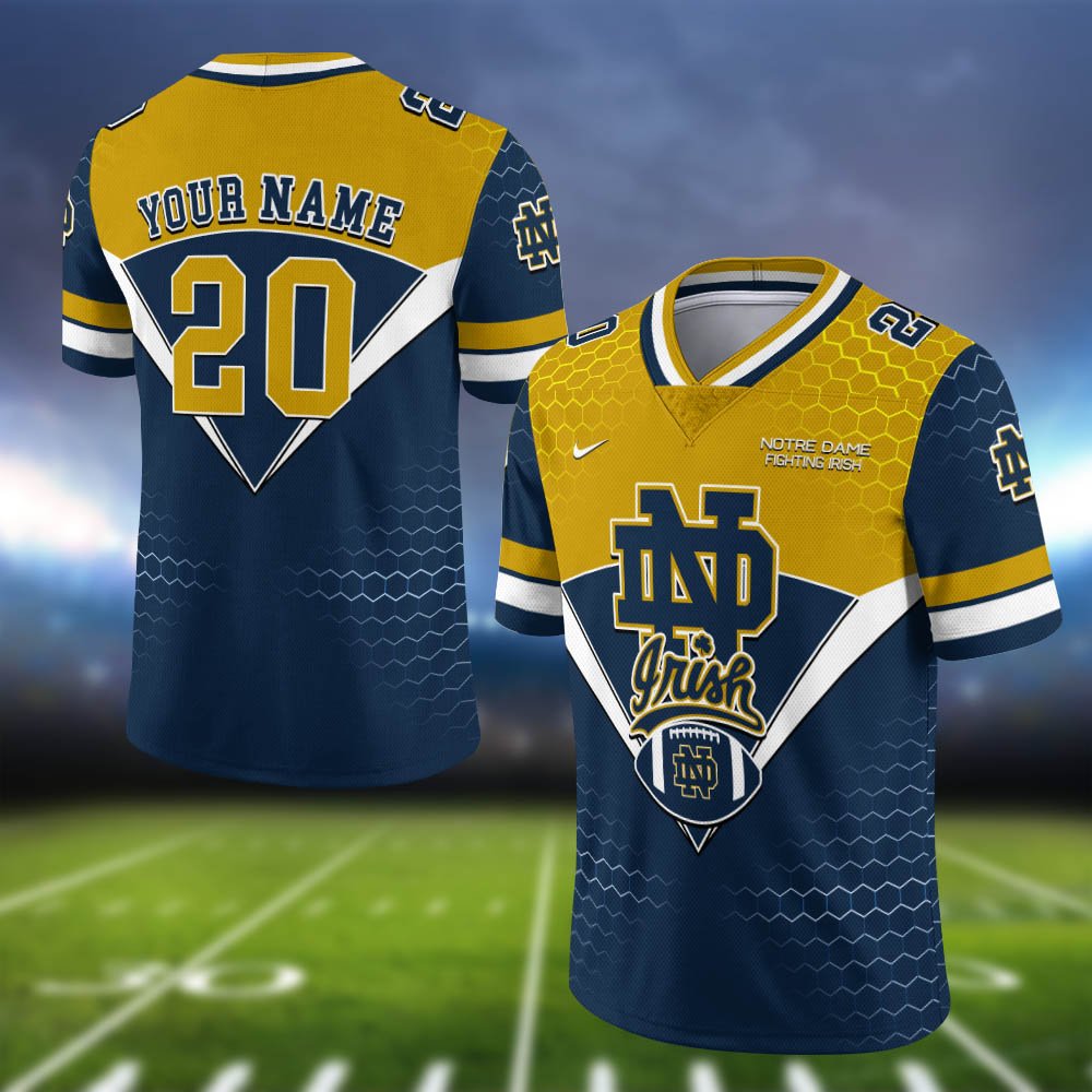 Notre Dame Fighting Irish Vneck Football Jersey 2024 Version Personalized Your Name And Number, Sport Shirt, Sport Gifts ETHY-62990