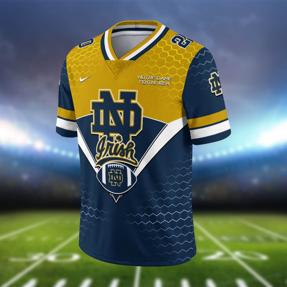 Alternative view of Notre Dame Fighting Irish Vneck Football Jersey 2024 Version Personalized Your Name And Number, Sport Shirt, Sport Gifts ETHY-62990