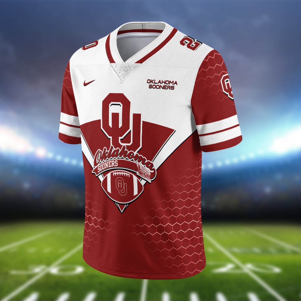 Alternative view of Oklahoma Sooners Vneck Football Jersey 2024 Version Personalized Your Name And Number, Sport Shirt, Sport Gifts ETHY-62990