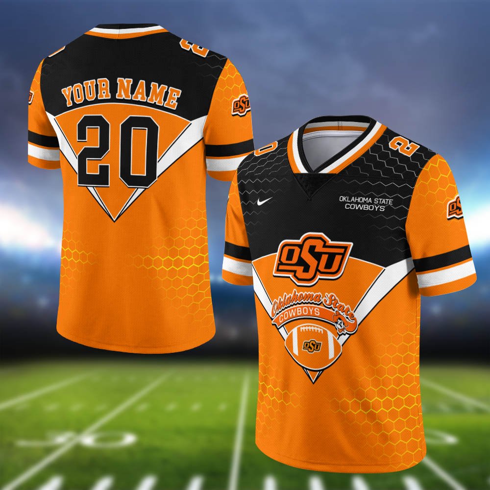 Oklahoma State Cowboys Vneck Football Jersey 2024 Version Personalized Your Name And Number, Sport Shirt, Sport Gifts ETHY-62990