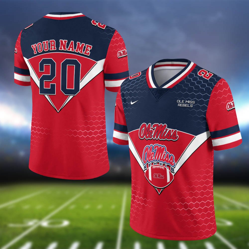 Ole Miss Rebels Vneck Football Jersey 2024 Version Personalized Your Name And Number, Sport Shirt, Sport Gifts ETHY-62990