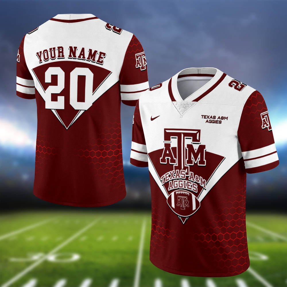 Texas A&M Aggies Vneck Football Jersey 2024 Version Personalized Your Name And Number, Sport Shirt, Sport Gifts ETHY-62990