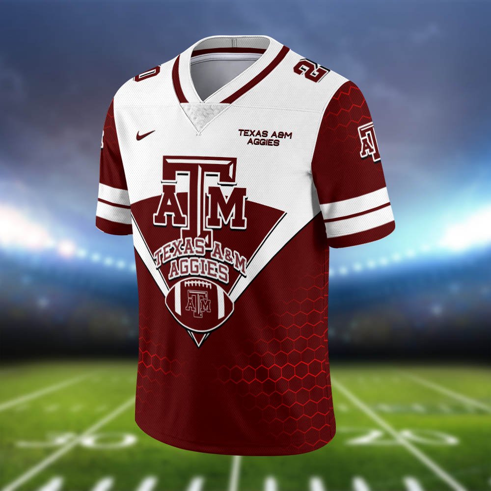 Alternative view of Texas A&M Aggies Vneck Football Jersey 2024 Version Personalized Your Name And Number, Sport Shirt, Sport Gifts ETHY-62990