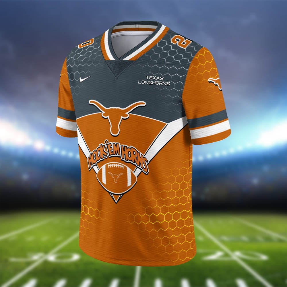 Alternative view of Texas Longhorns Vneck Football Jersey 2024 Version Personalized Your Name And Number, Sport Shirt, Sport Gifts ETHY-62990