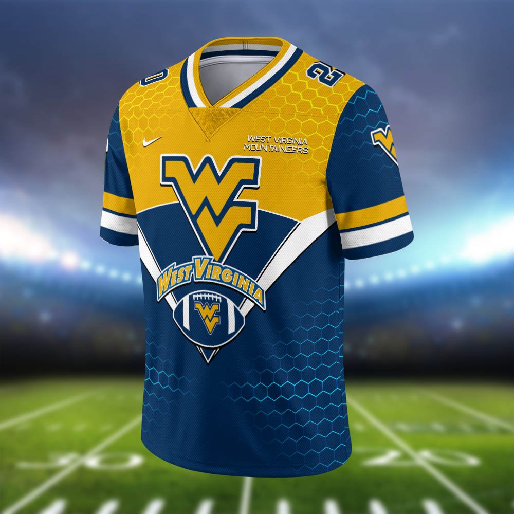Alternative view of West Virginia Mountaineers Vneck Football Jersey 2024 Version Personalized Your Name And Number, Sport Shirt, Sport Gifts ETHY-62990